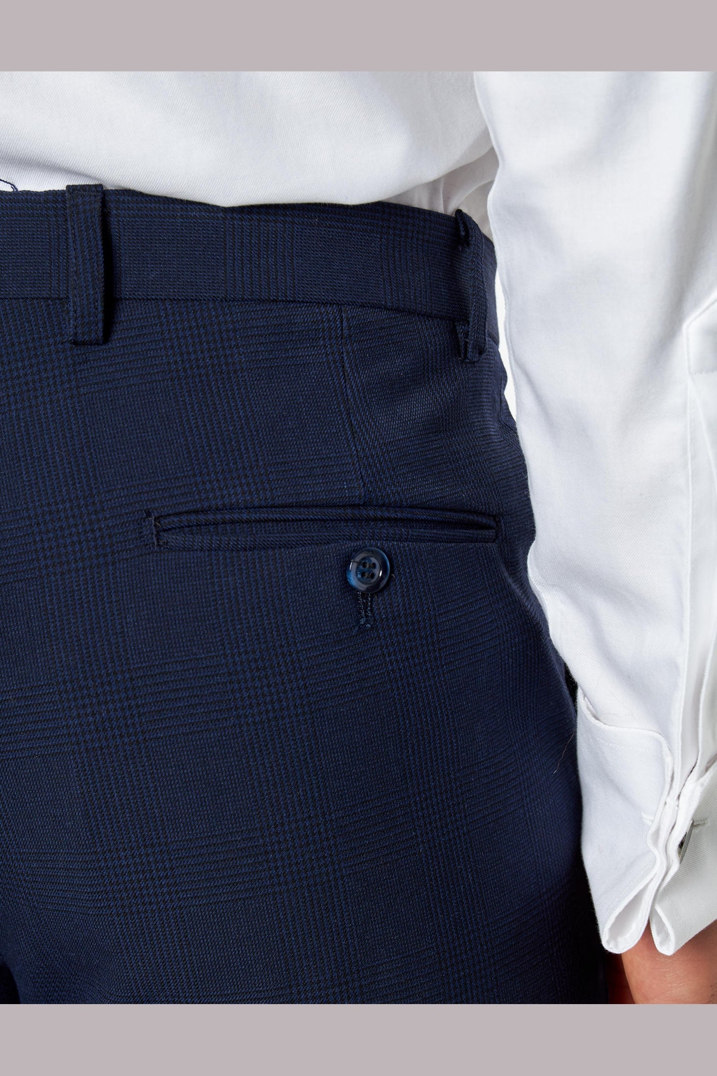 Navy Prince of Wales Check Tailored Fit 3-Piece Suit