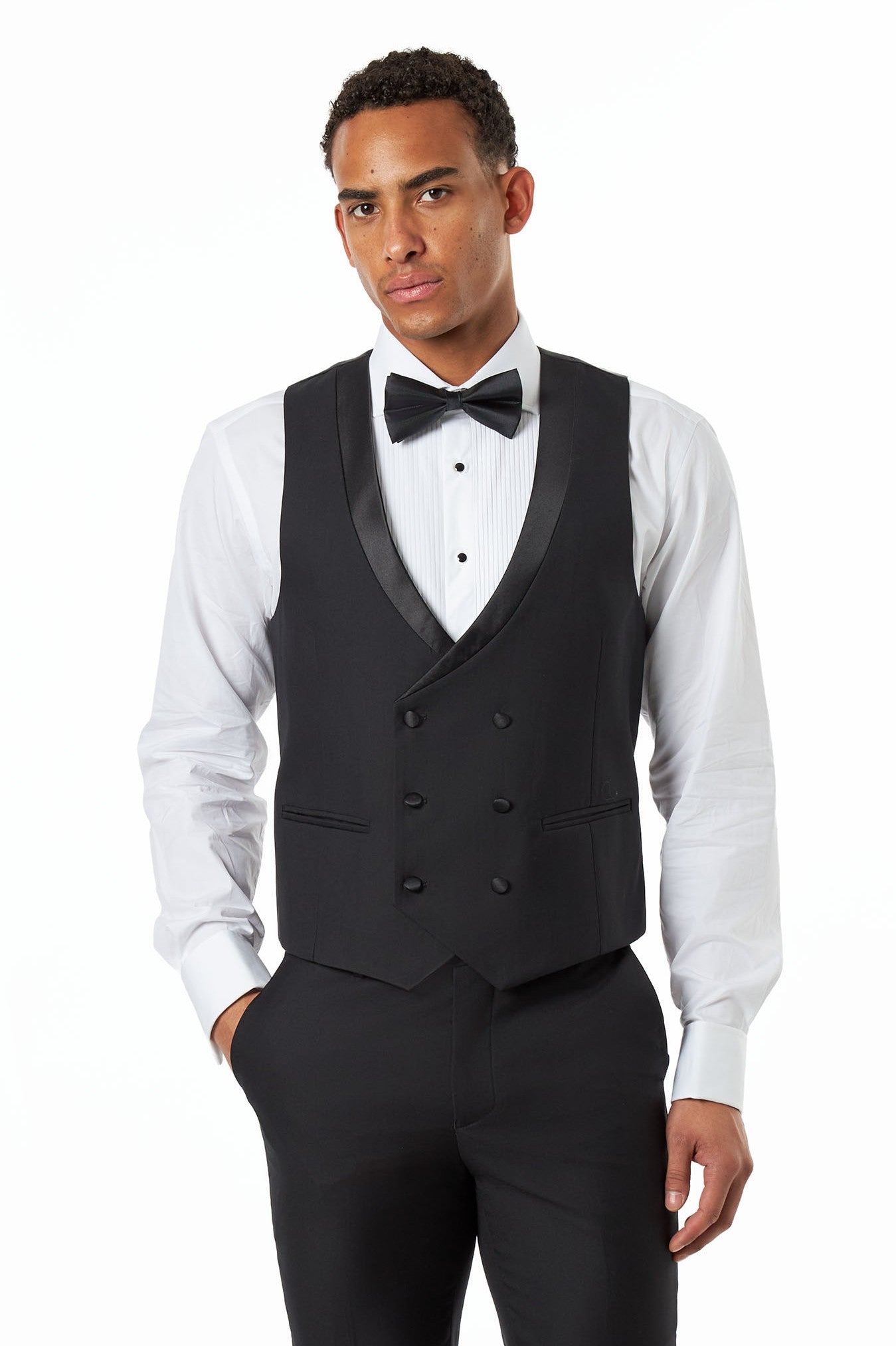 Black Rhinestone Shawl Lapel Tuxedo 3-Piece Wedding Suit