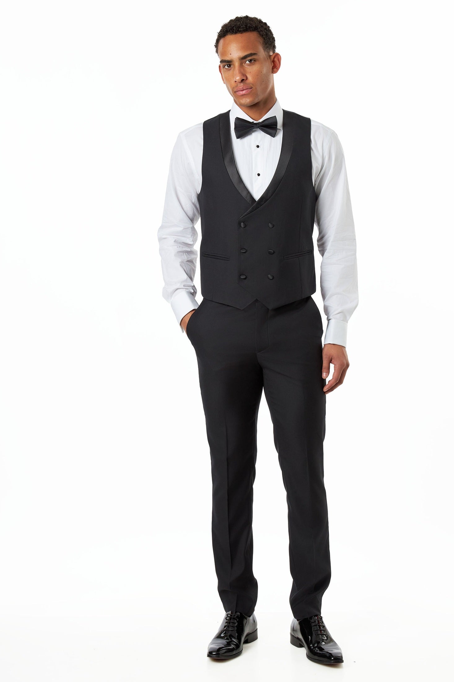Black Satin Trim Wedding Waistcoat Tuxedo Vest