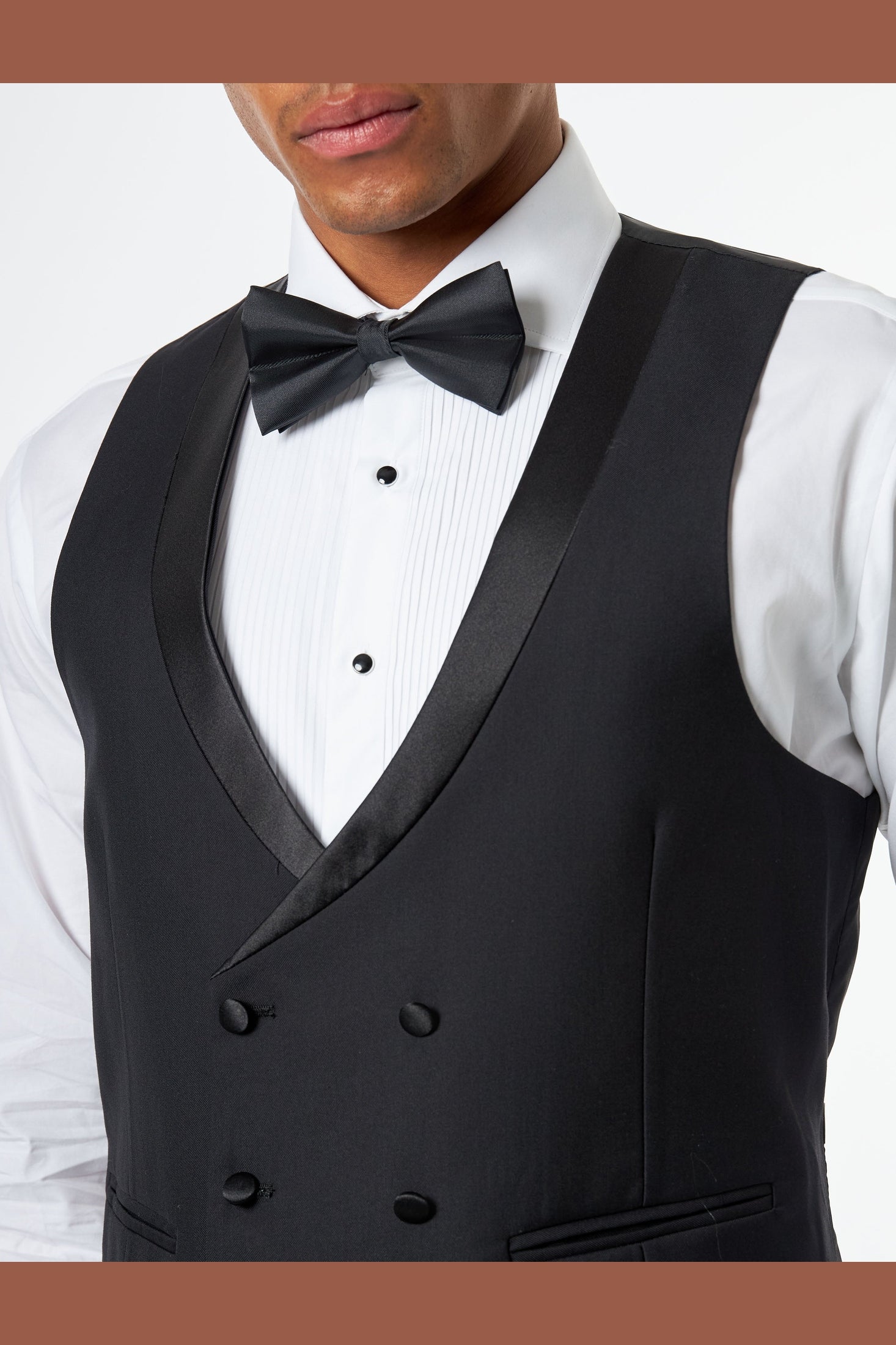 Black Satin Trim Wedding Waistcoat Tuxedo Vest