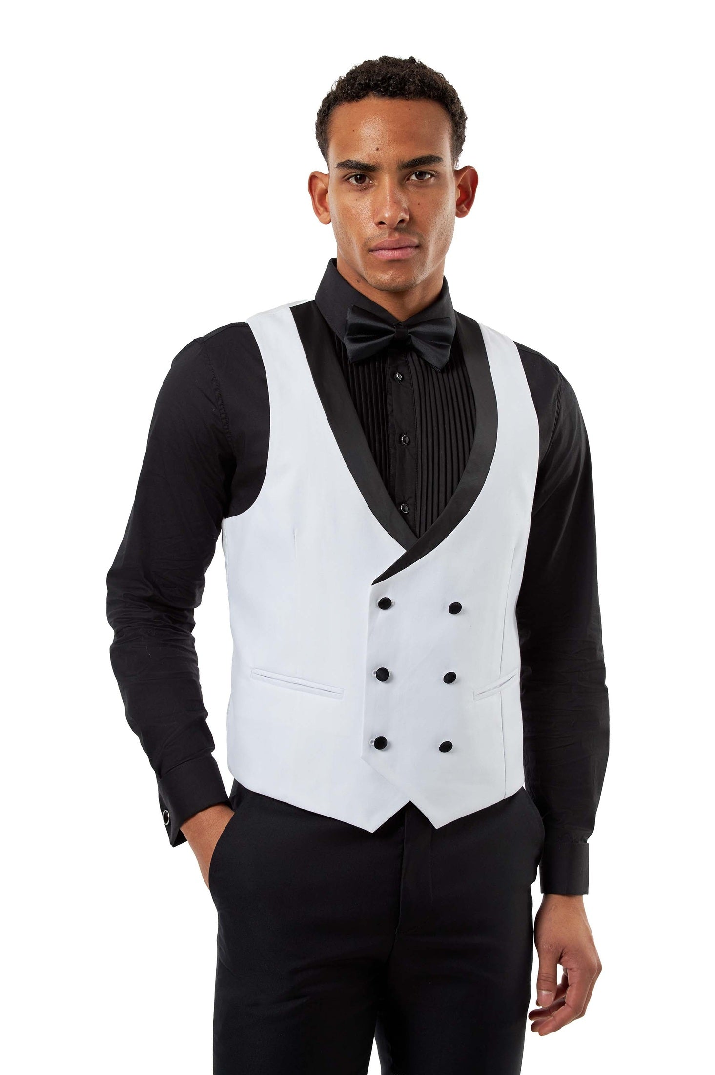 White Rhinestone Shawl Lapel Tuxedo 3-Piece Wedding Suit