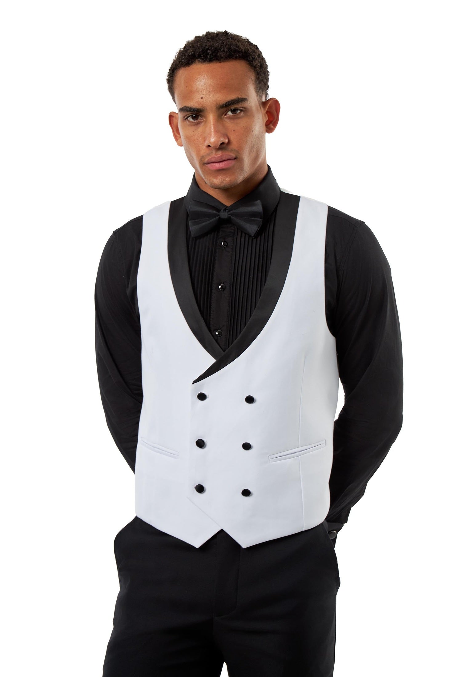 White Rhinestone Shawl Lapel Tuxedo 3-Piece Wedding Suit