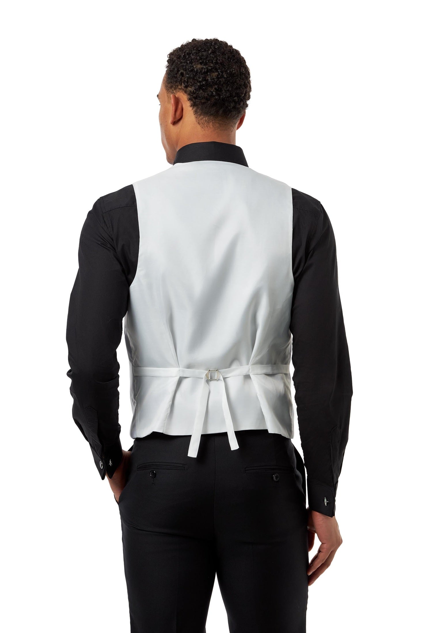 Satin Trim White Wedding Waistcoat Tuxedo Vest