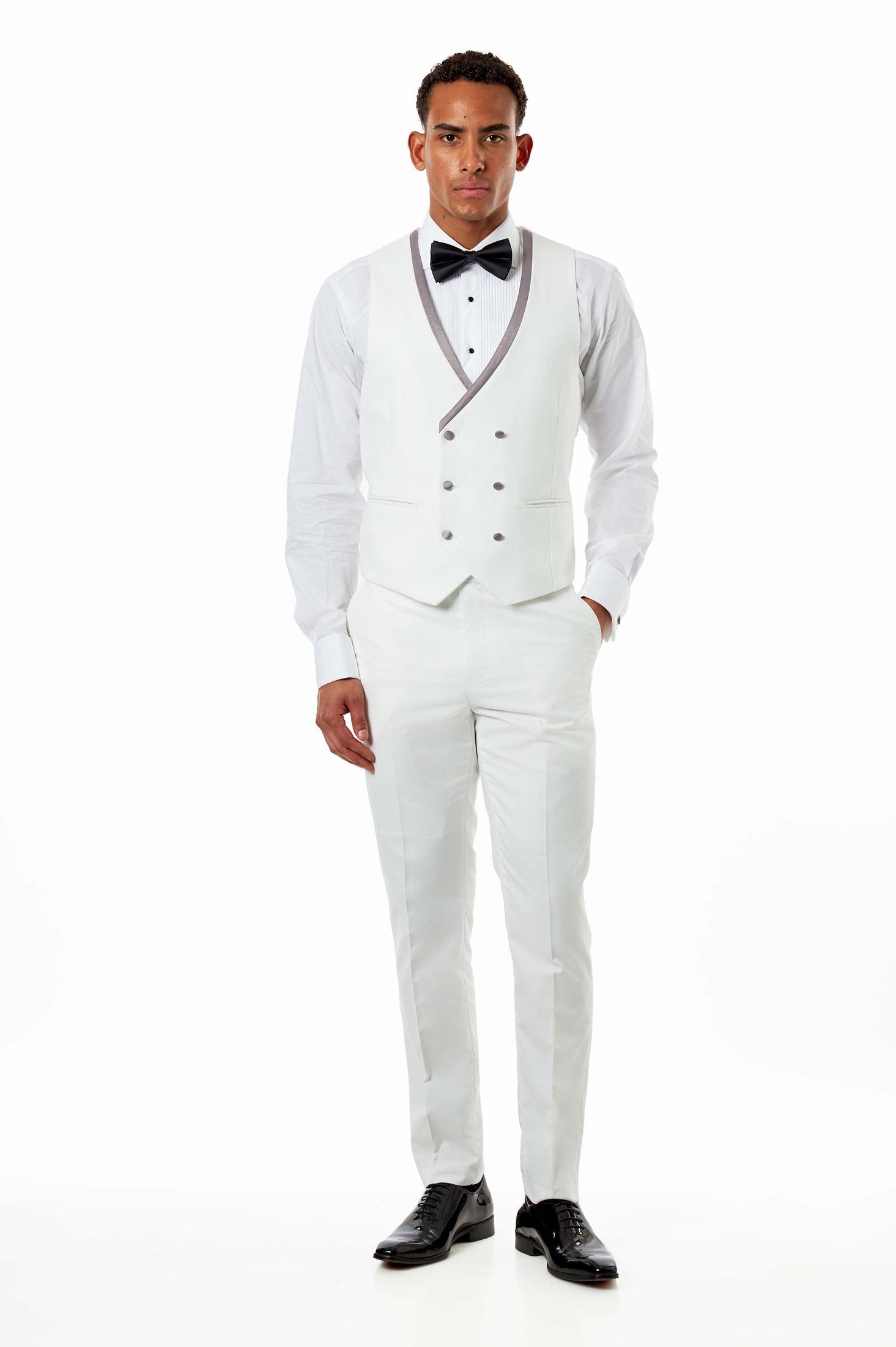 Ivory Jacquard 3 Piece Wedding Tuxedo Suit Tailored Fit
