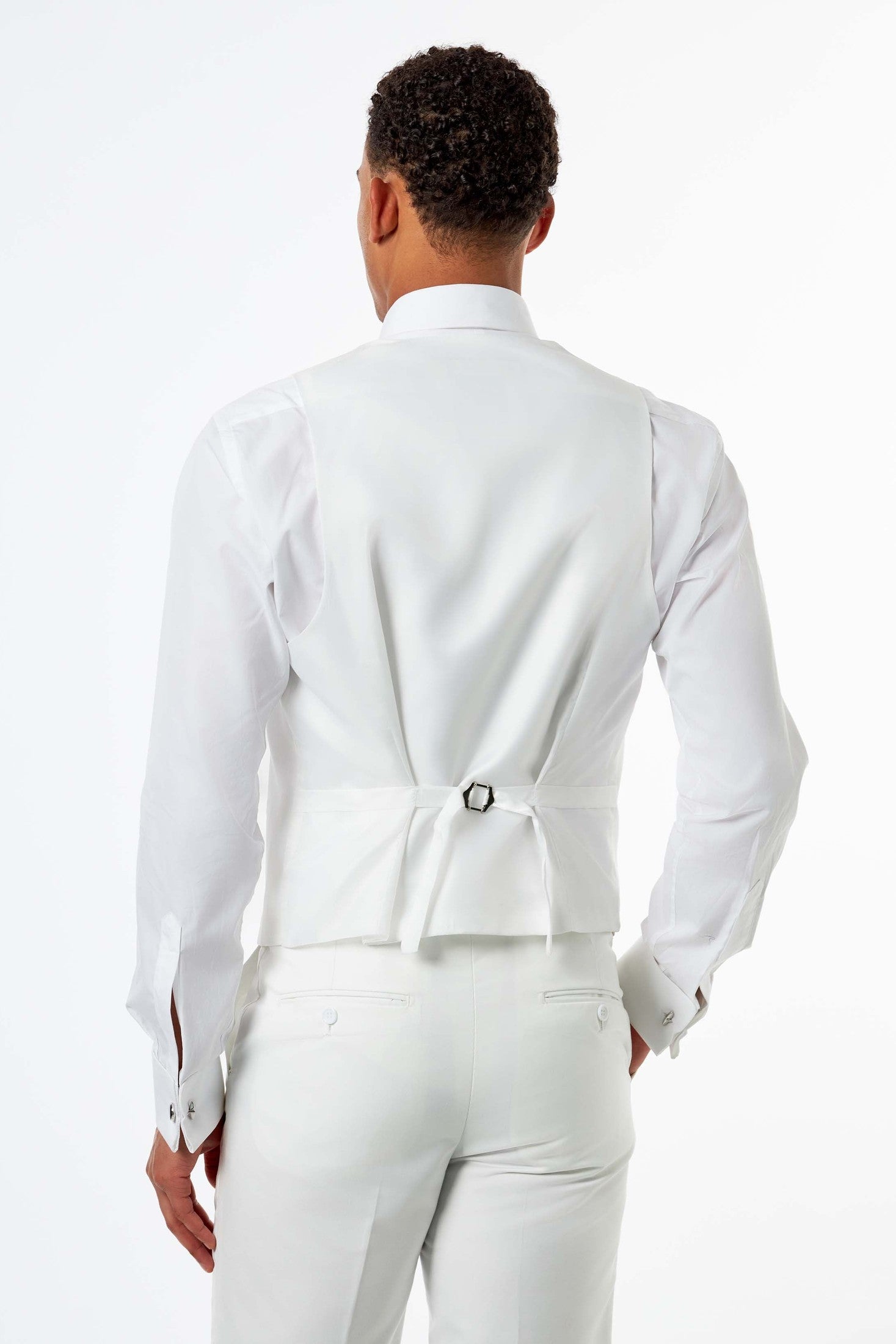 Ivory Double-Breasted Grey Satin Trim Wedding Waistcoat