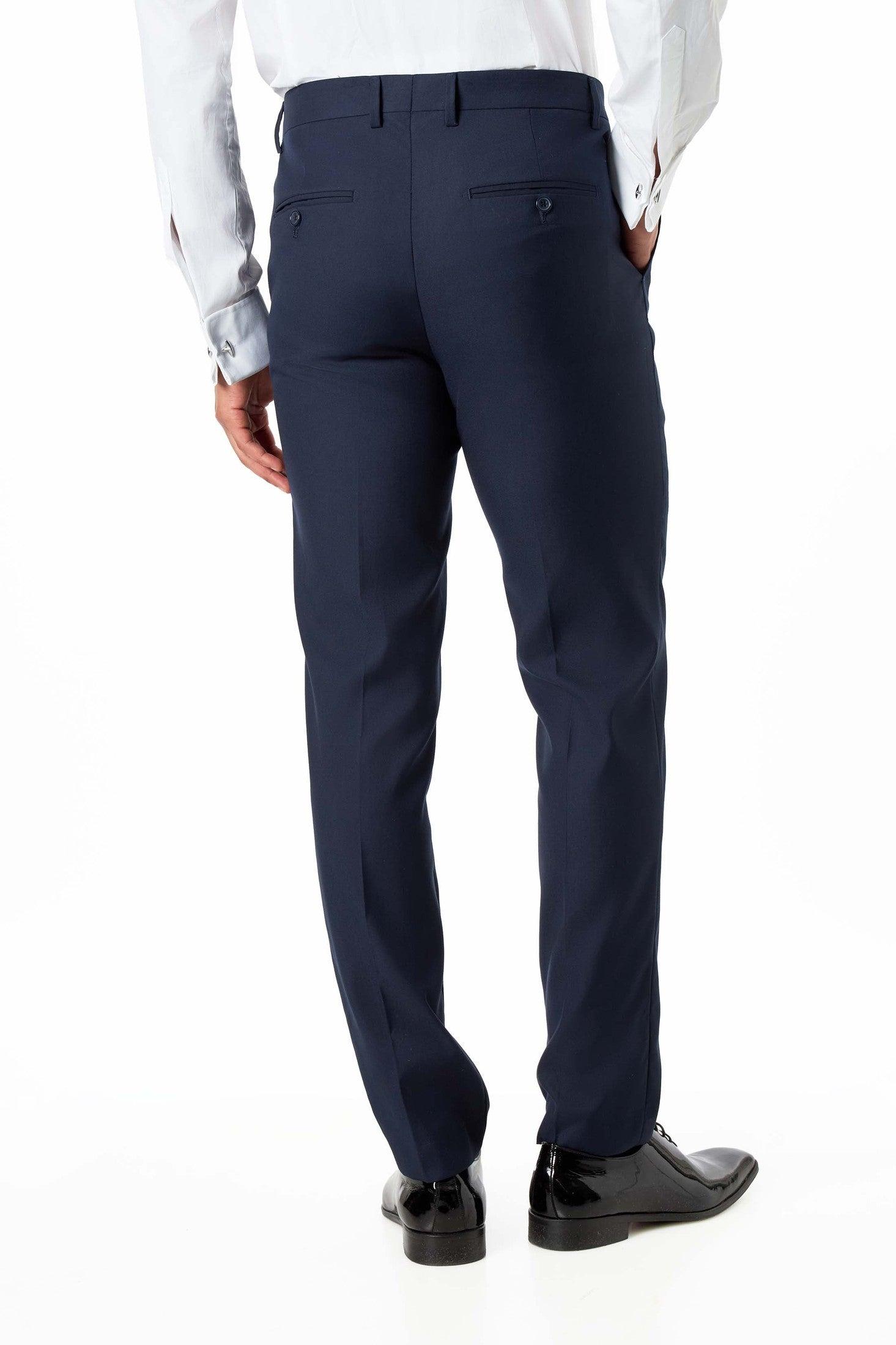 Navy Rhinestone Shawl Lapel Tuxedo 3-Piece Wedding Suit