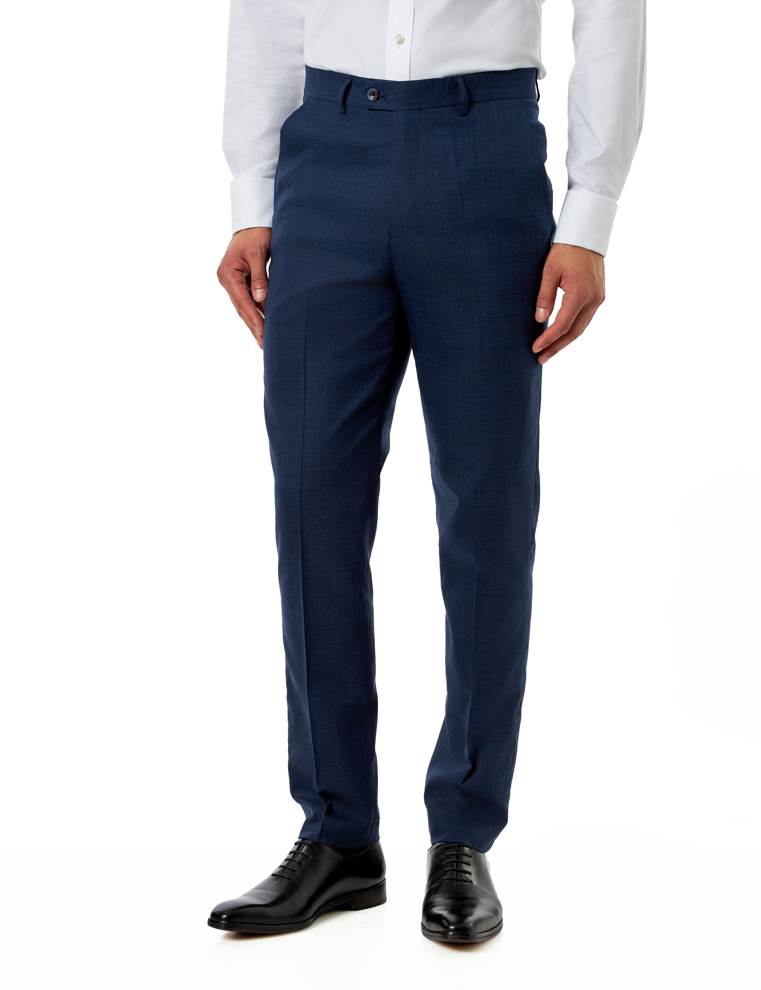 Kaiser - Men’s Navy Textured Tailored Suit – Peak Lapel