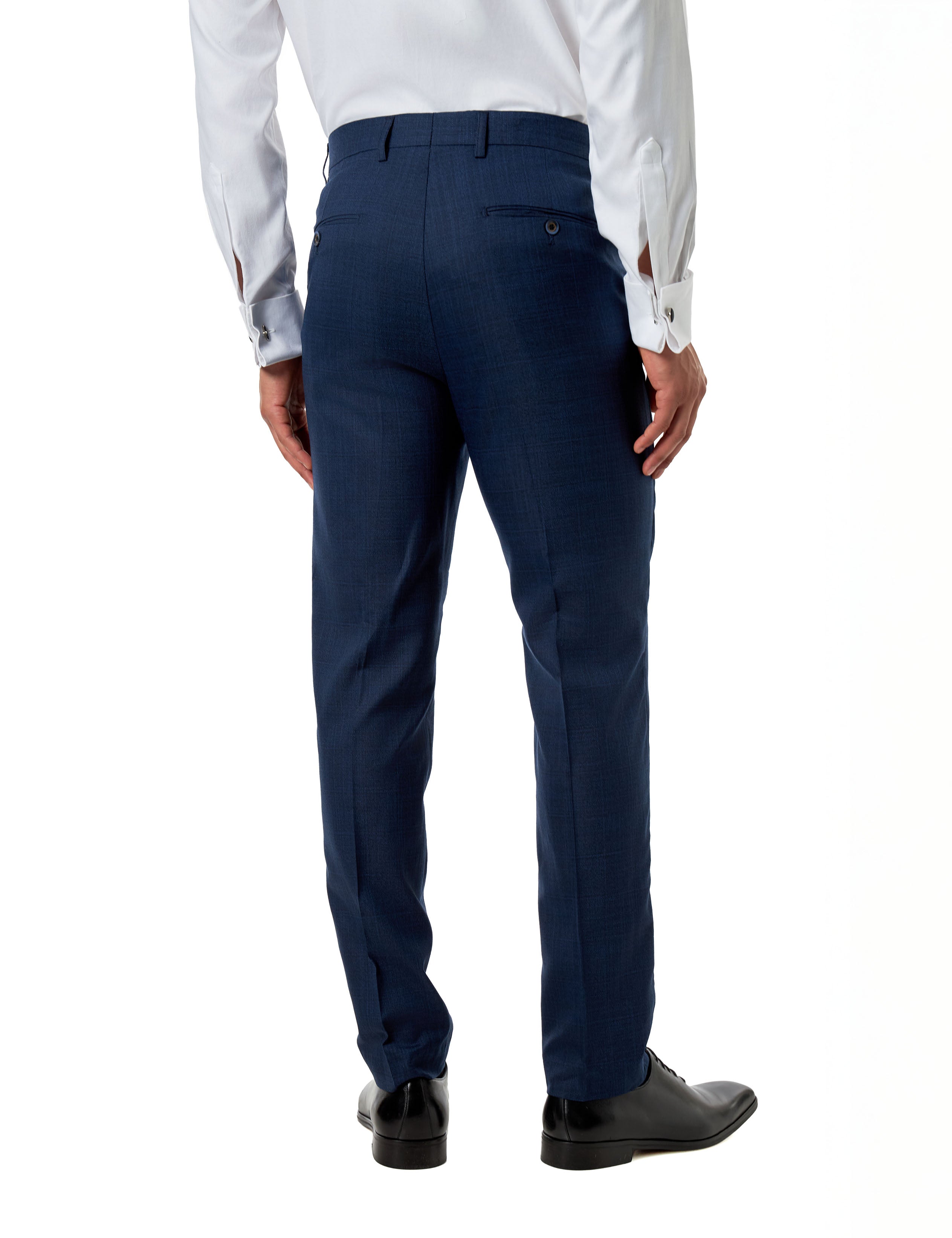 Kaiser - Men’s Navy Textured Tailored Suit – Peak Lapel