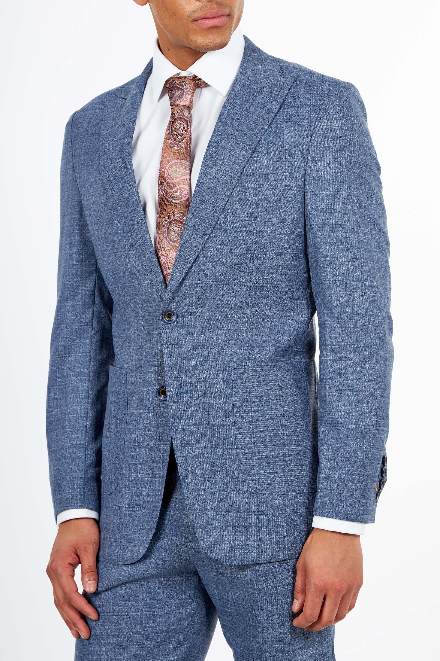 Kaiser Textured Peak Lapel Tailored Fit Suit