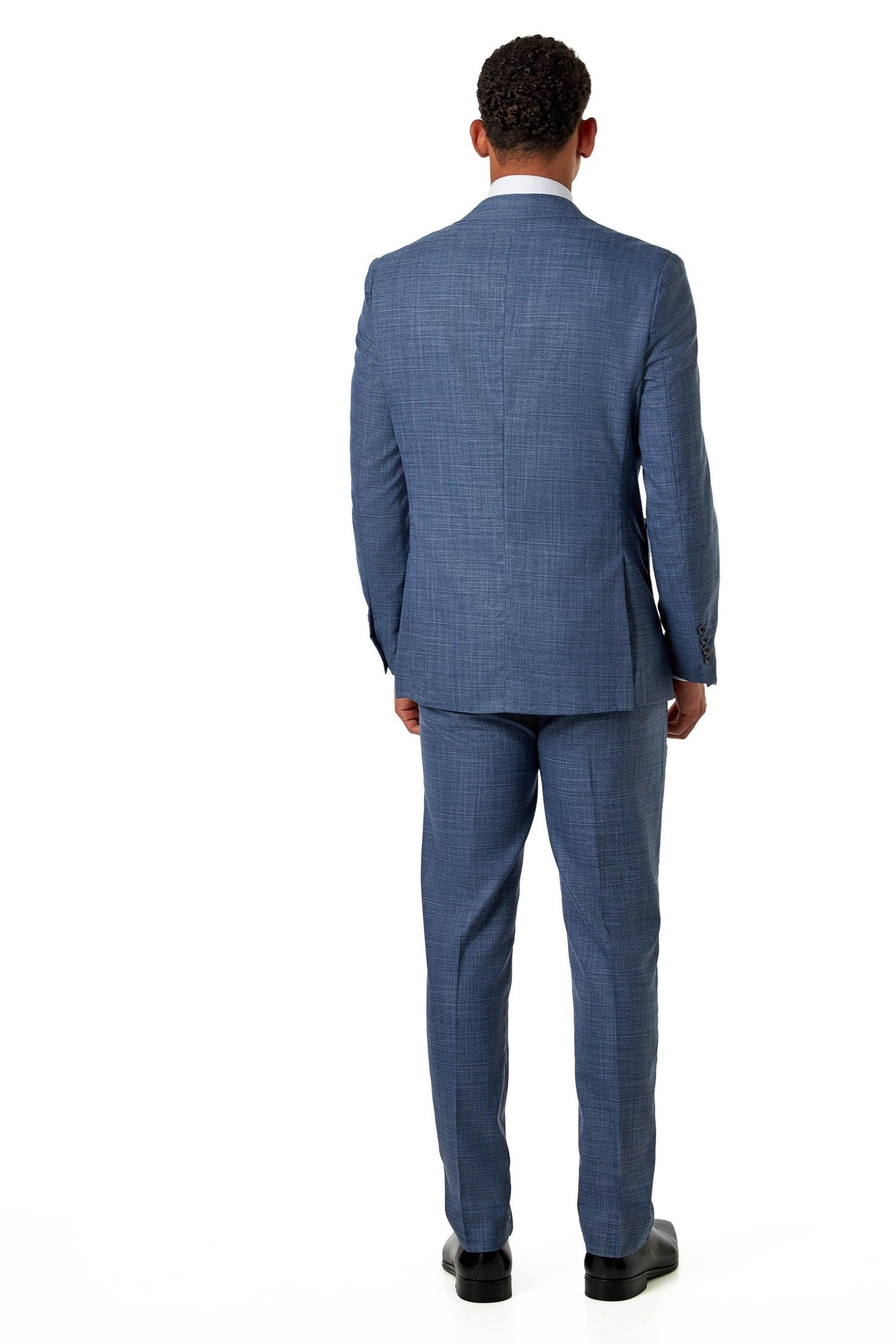 Kaiser - Steel Blue Textured Tailored Fit Blazer