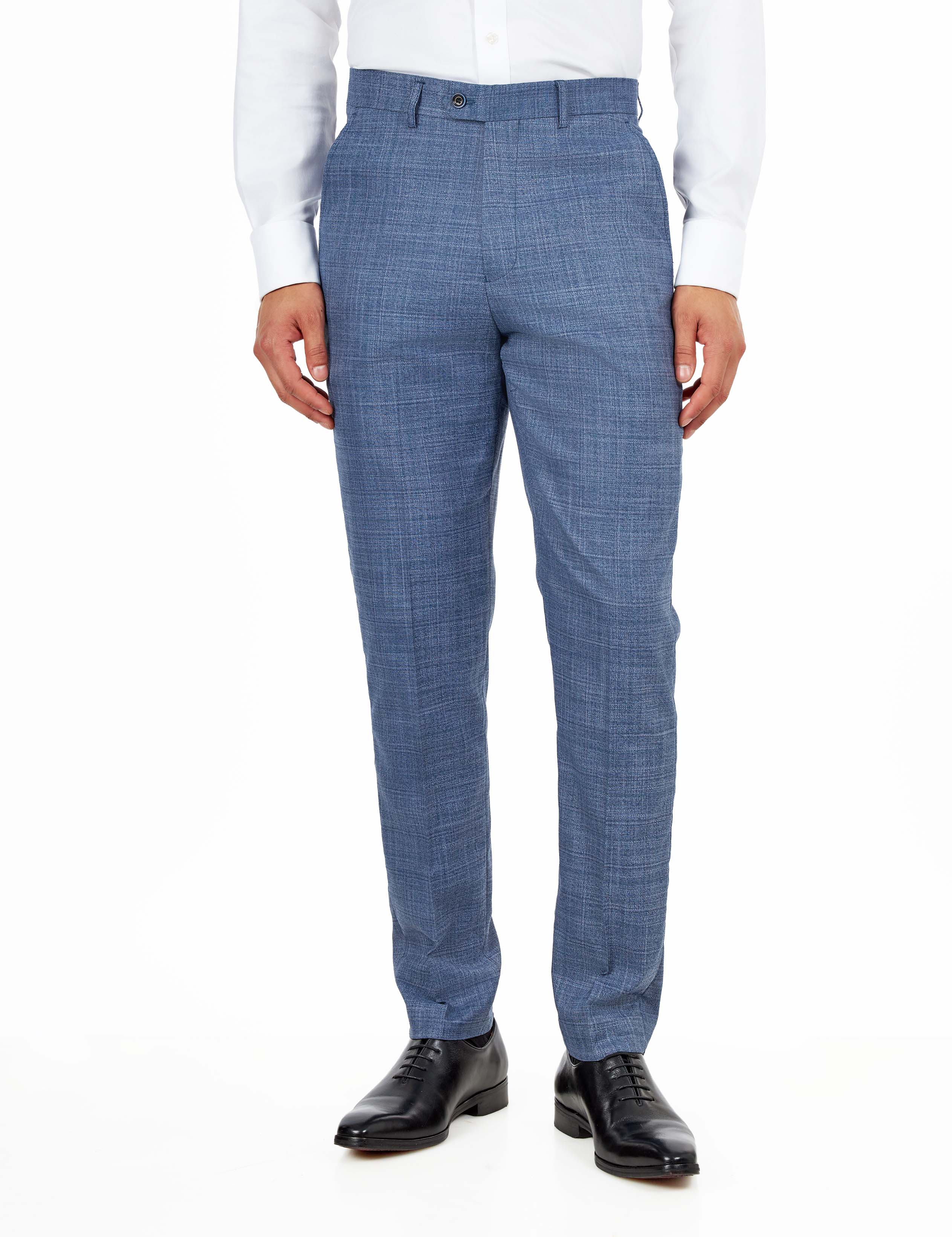 Kaiser - Steel Blue Textured Tailored Fit Suit – Peak Lapel 2 Piece