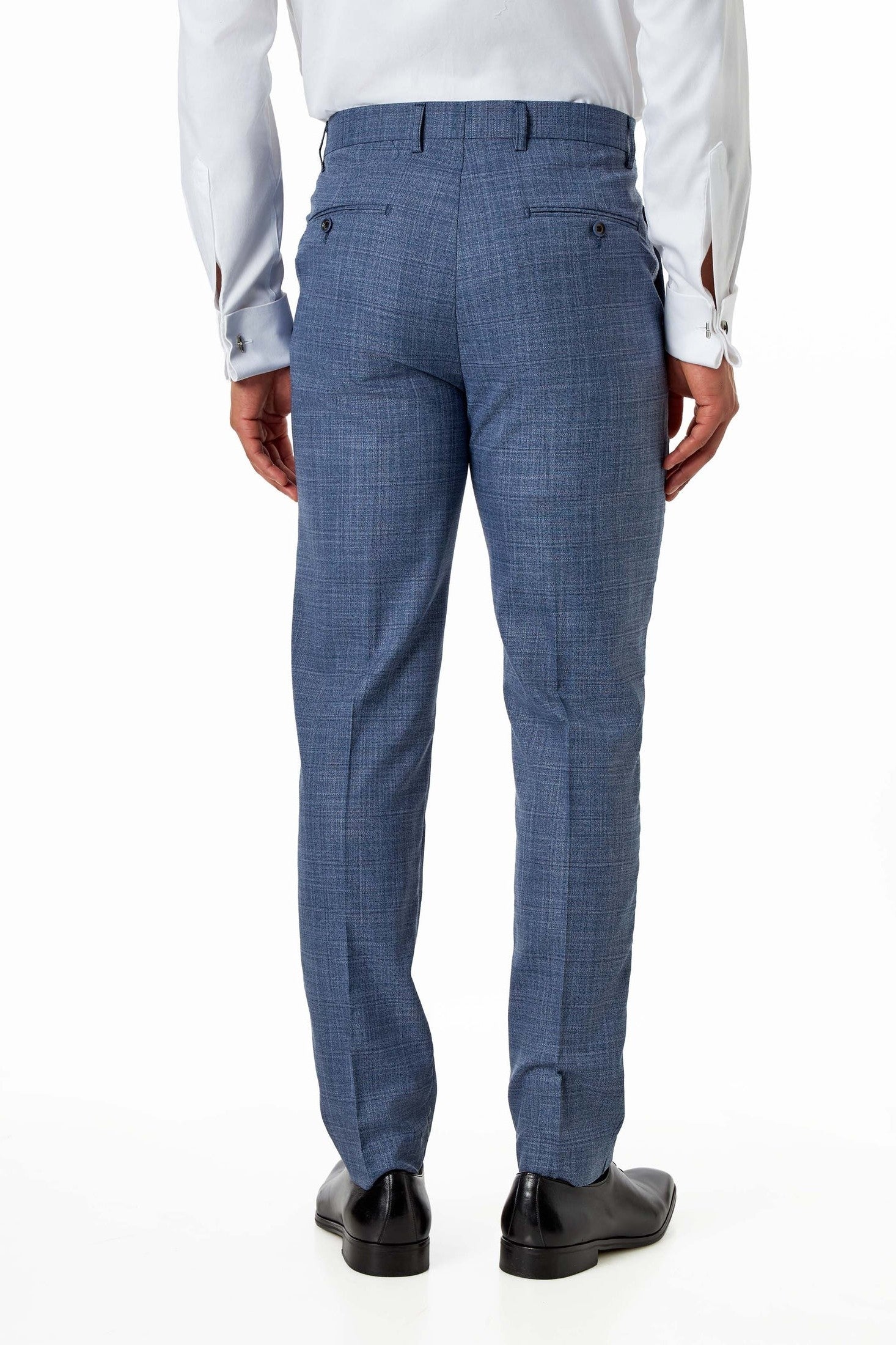 Steel Blue Textured Tailored Fit Suit Trousers