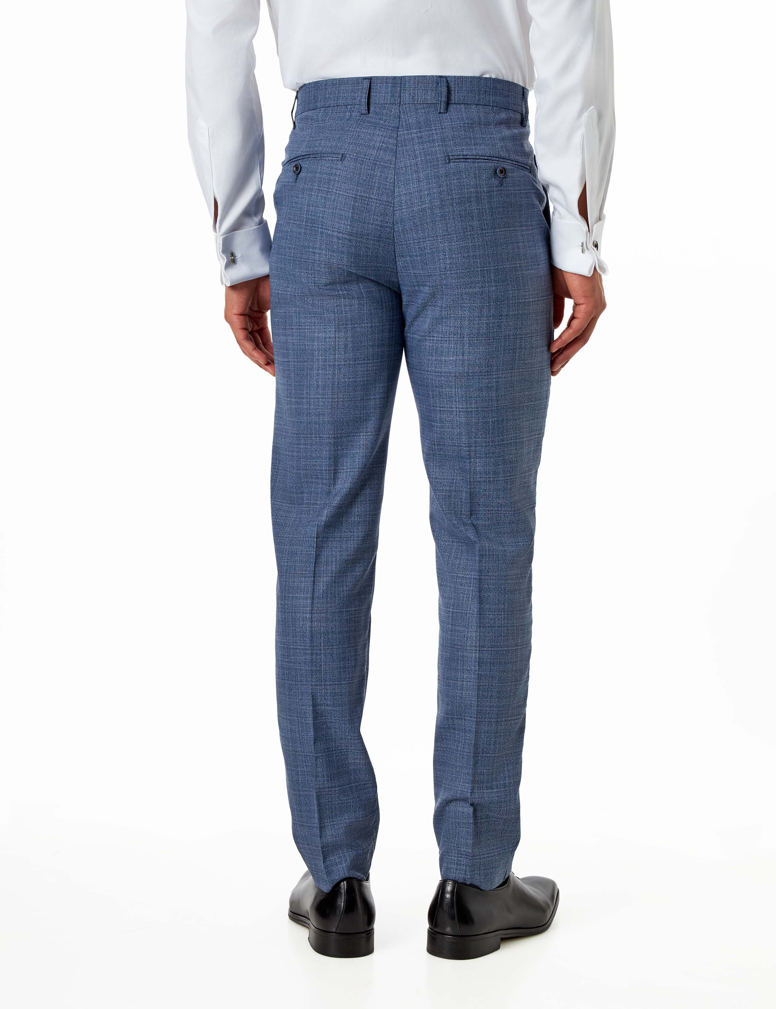 Kaiser - Steel Blue Textured Tailored Fit Suit – Peak Lapel 2 Piece