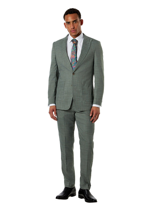 Kaiser - Sage Green Textured Tailored 2 Piece Suit