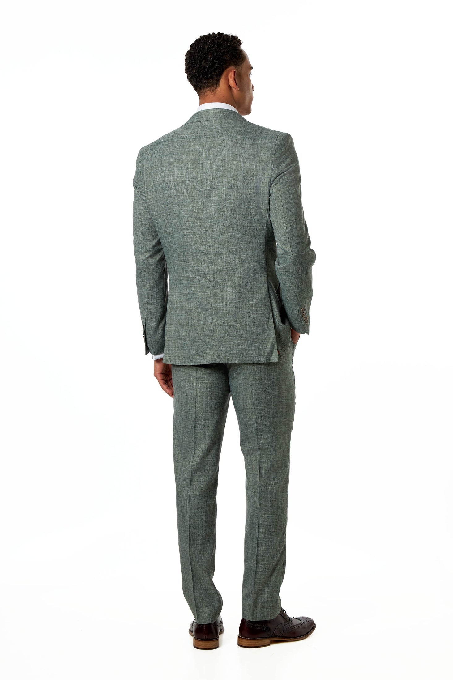 Kaiser - Sage Green Textured Tailored 2 Piece Suit