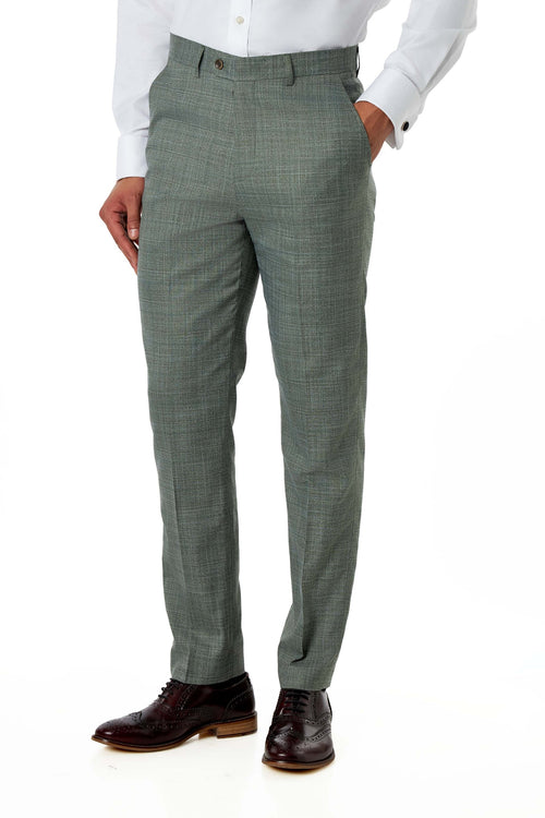 Sage Green Textured Tailored Fit Suit Trousers