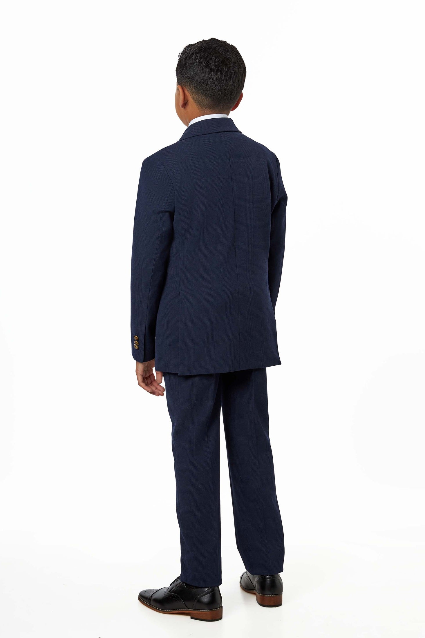 Boys Navy Prince of Wales Check 3-Piece Suit