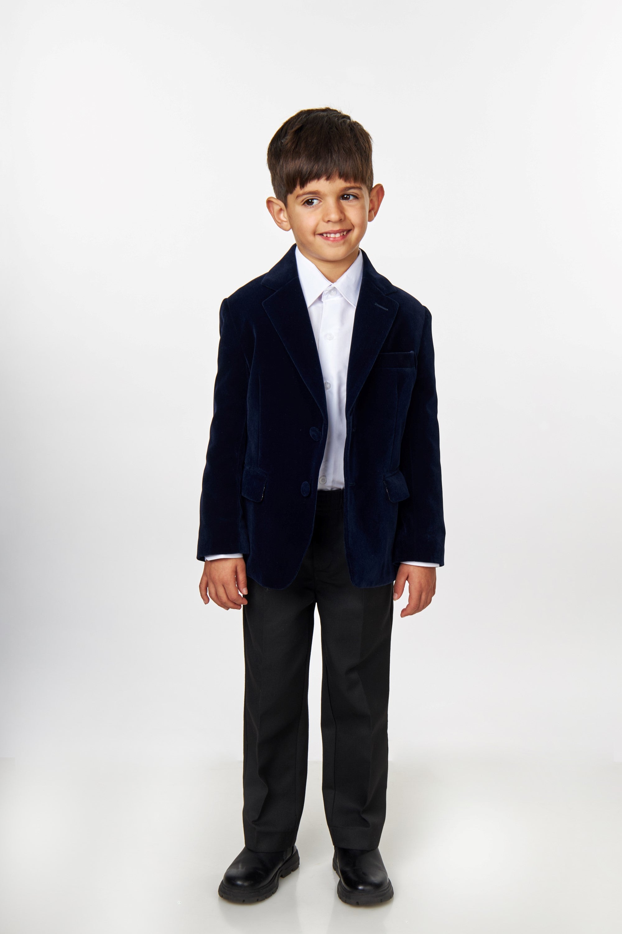 GARY - BOYS NAVY VELVET BLAZER