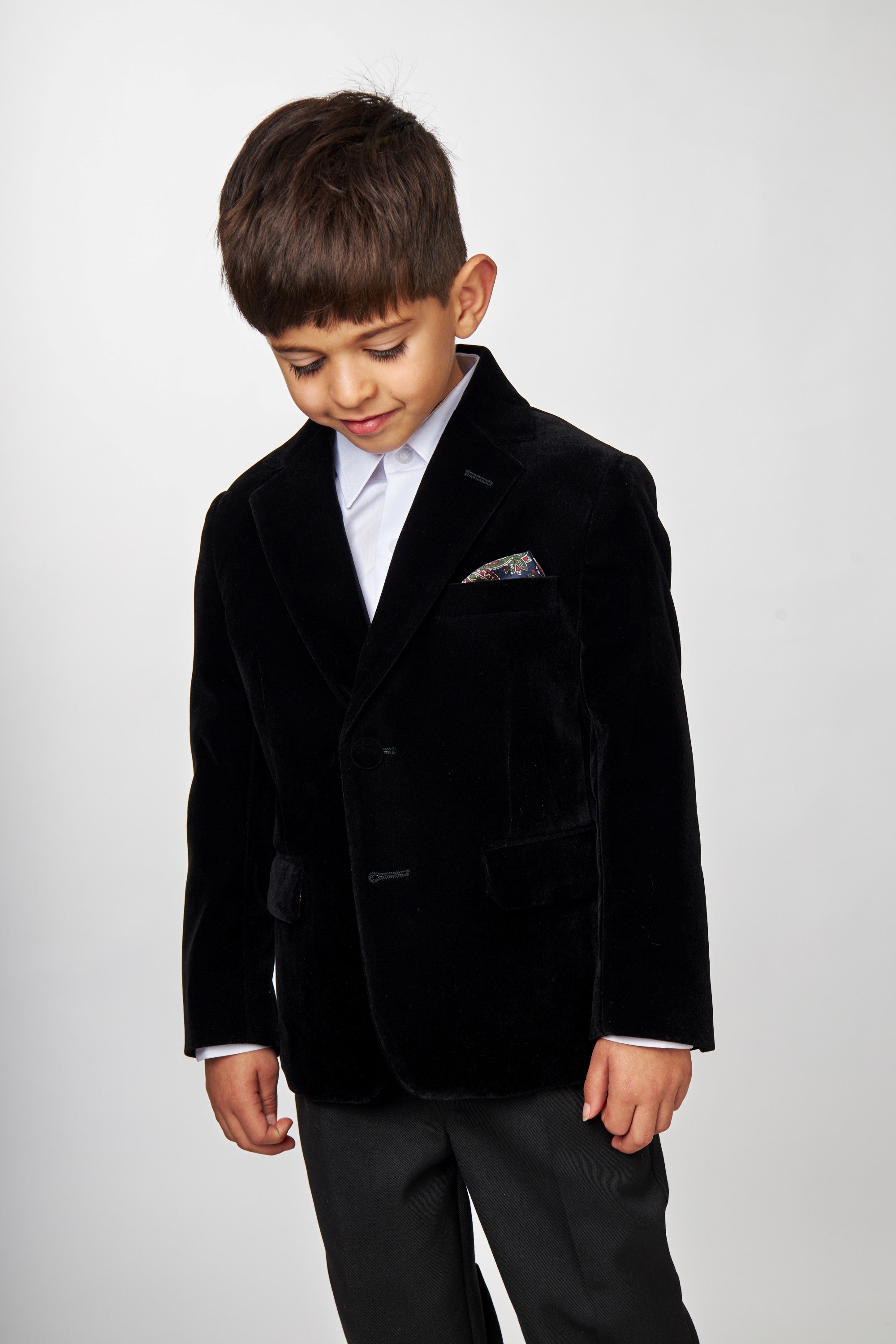 GARY - KIDS BLACK VELVET BLAZER