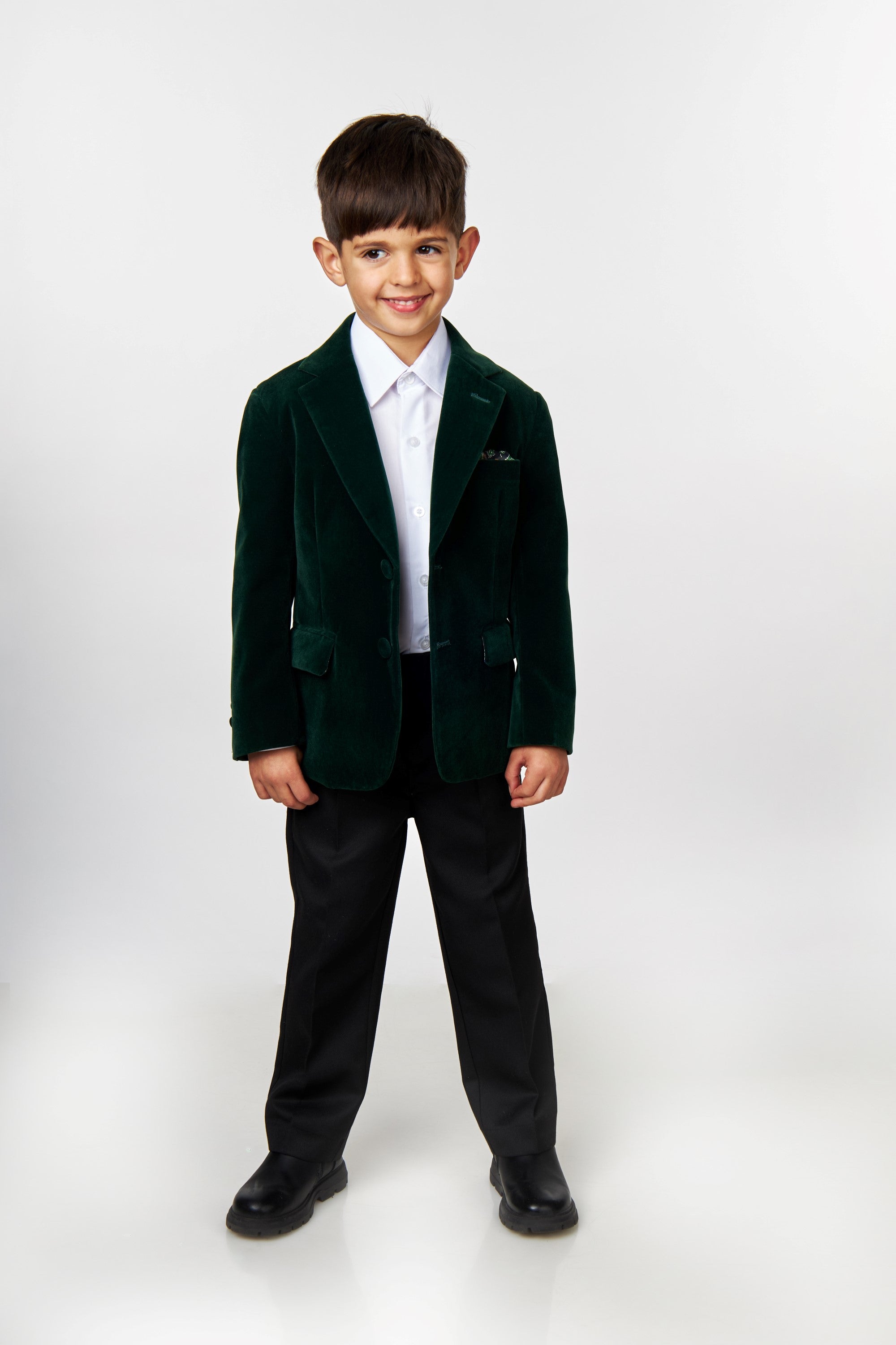 GARY - BOYS JACKET KIDS GREEN VELVET BLAZER