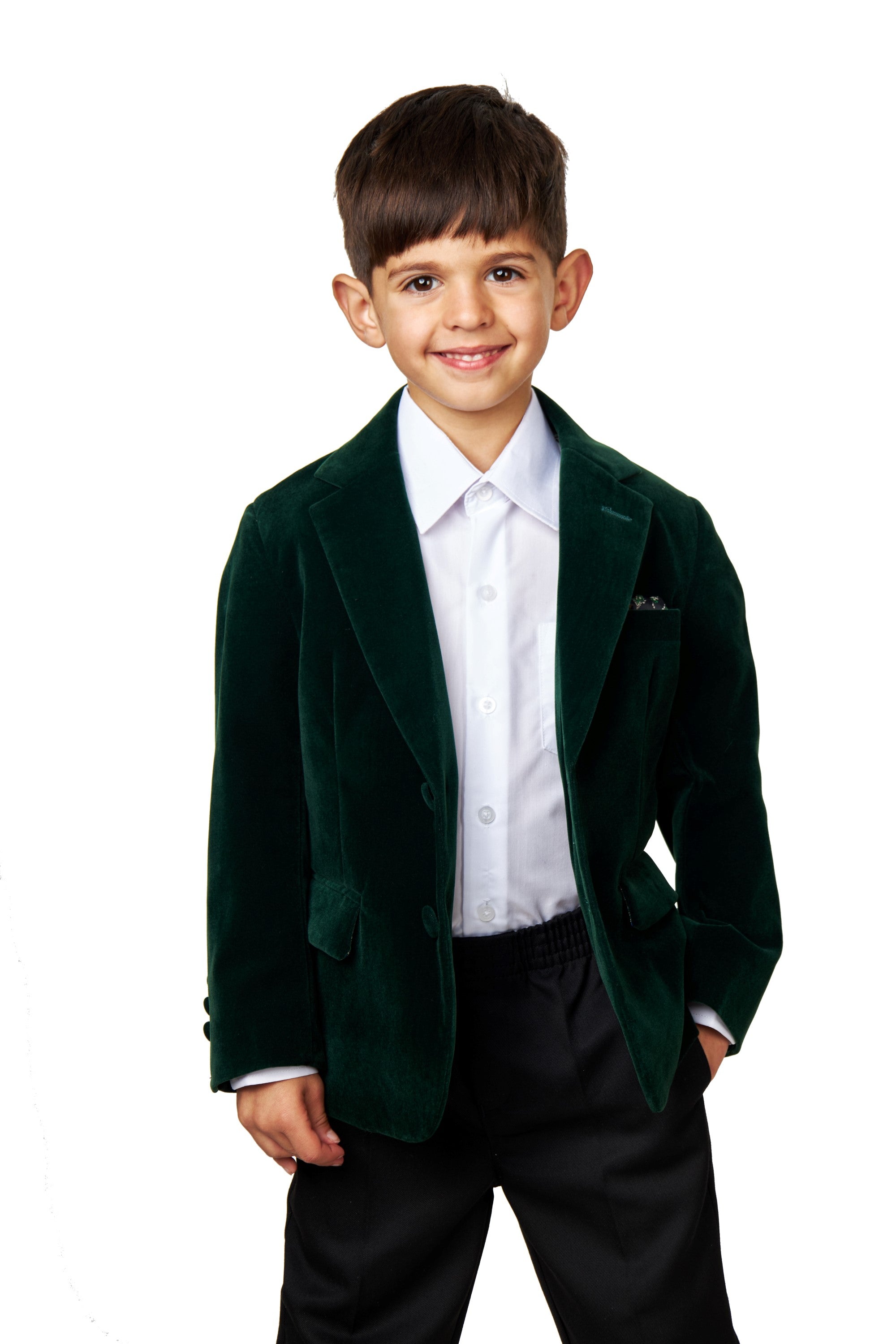 MATCHING FAMILY VELVET BLAZER IN GREEN