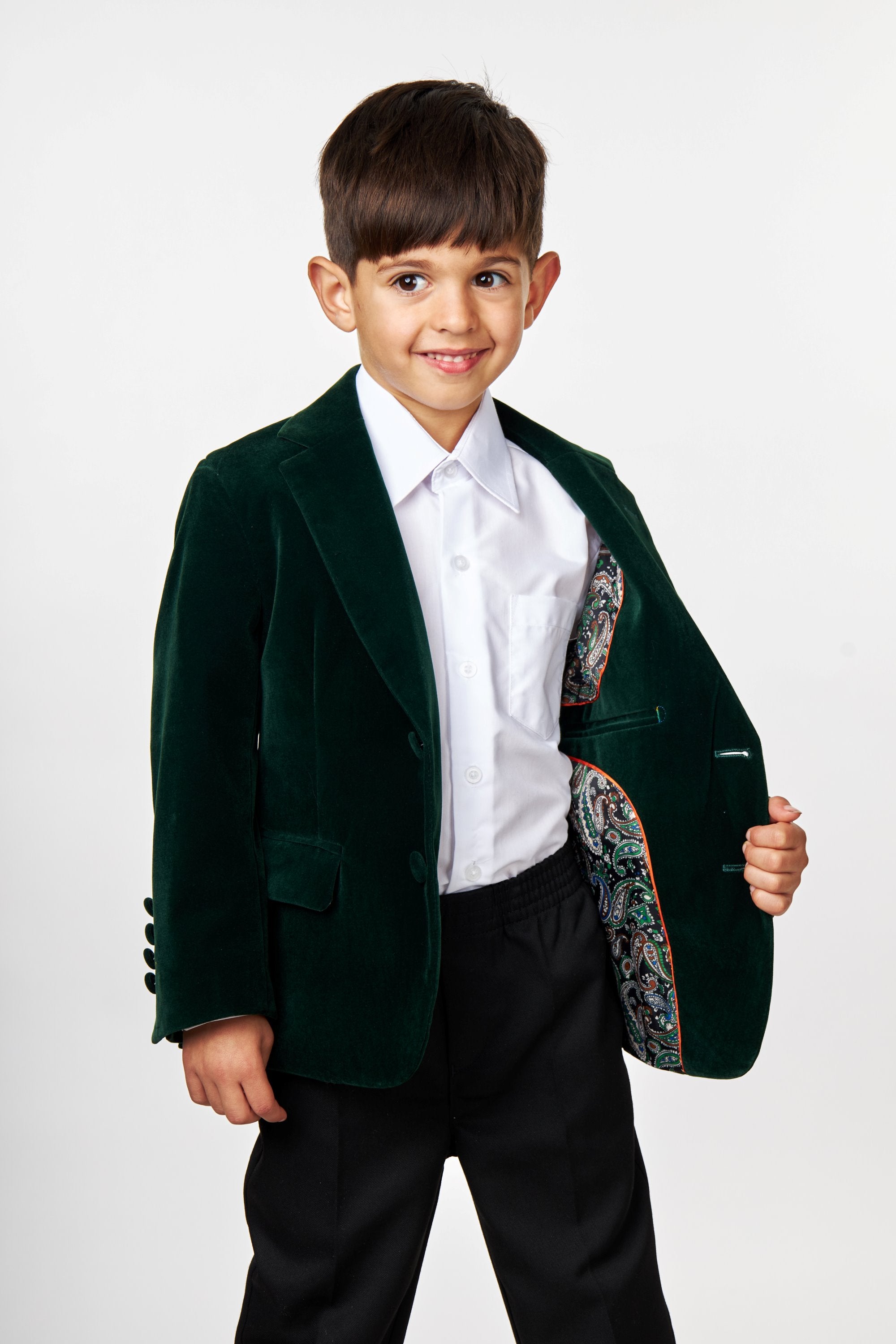 GARY - KIDS GREEN VELVET BLAZER