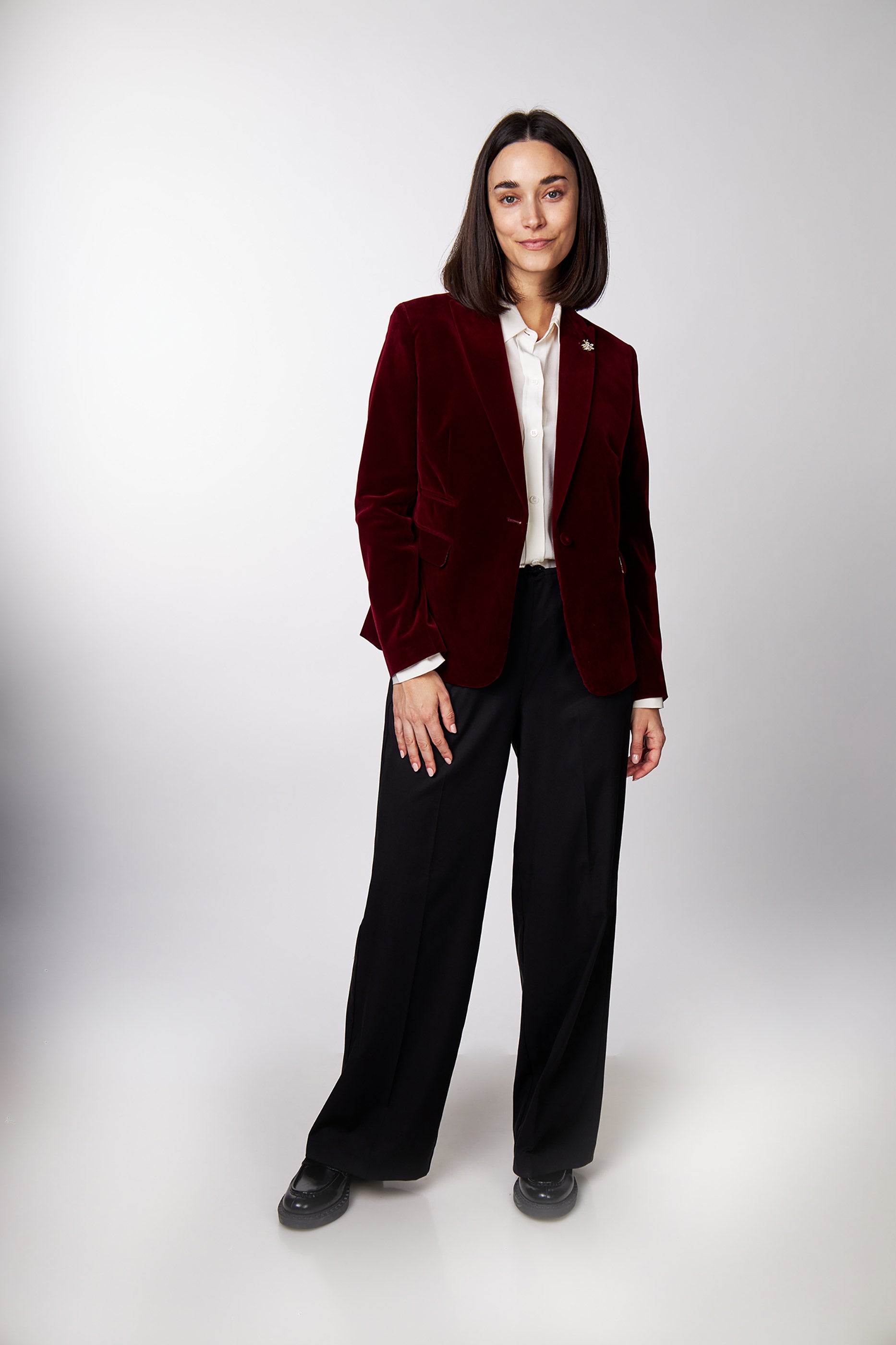 STELLA - LADIES MAROON VELVET BLAZER