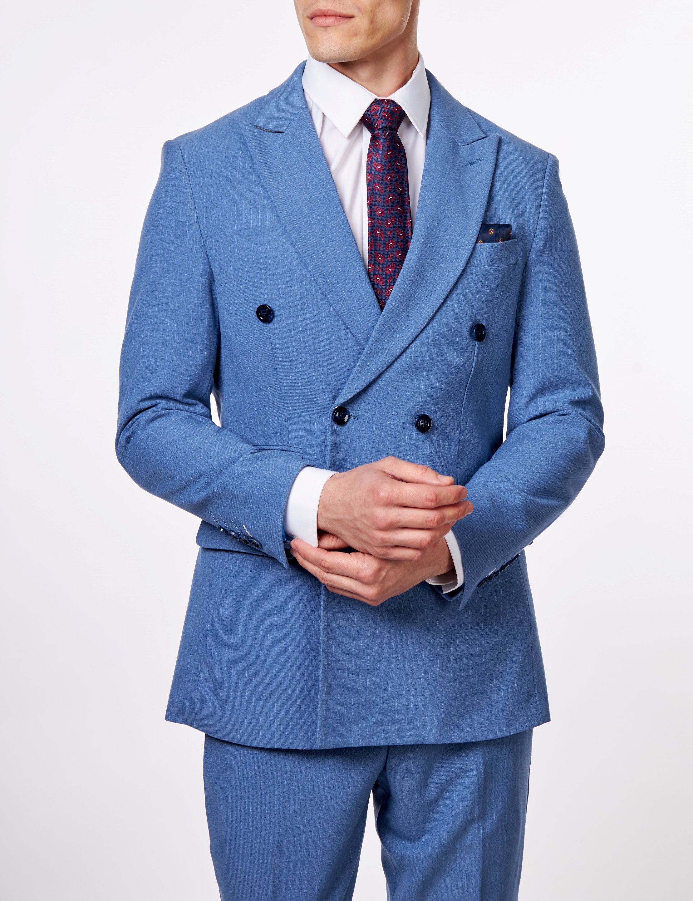 WILLIAM – BLUE DOUBLE BREASTED PINSTRIPE SUIT