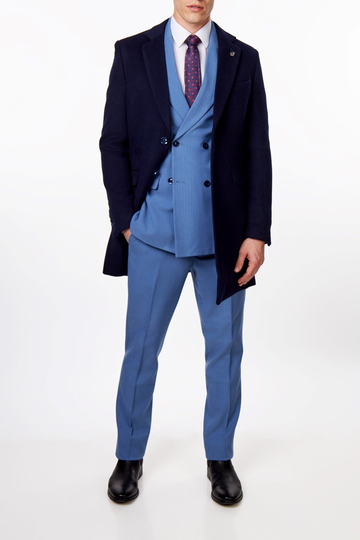 WILLIAM – BLUE DOUBLE BREASTED PINSTRIPE JACKET