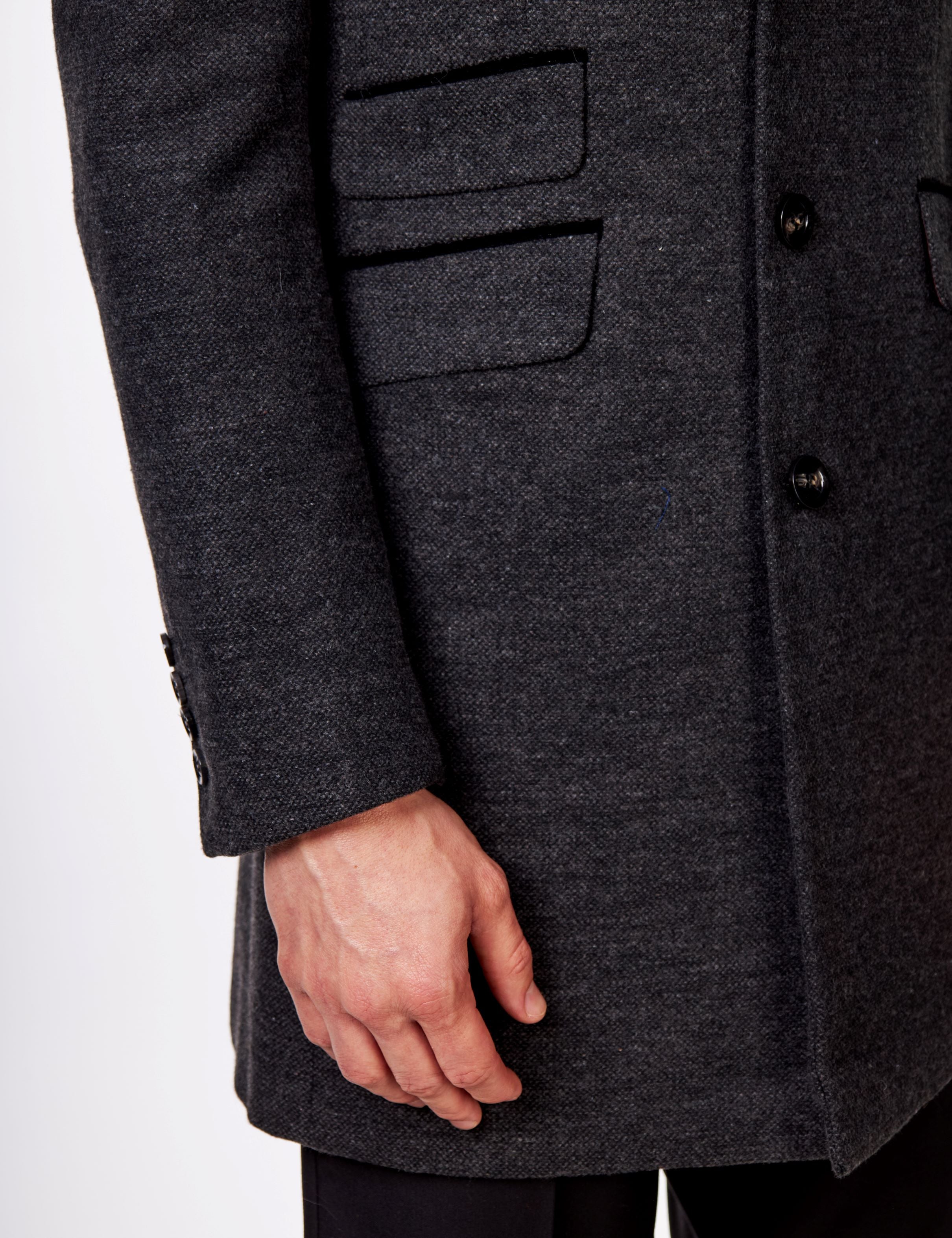 NESTOR – GREY TWEED WOOL BLEND OVERCOAT