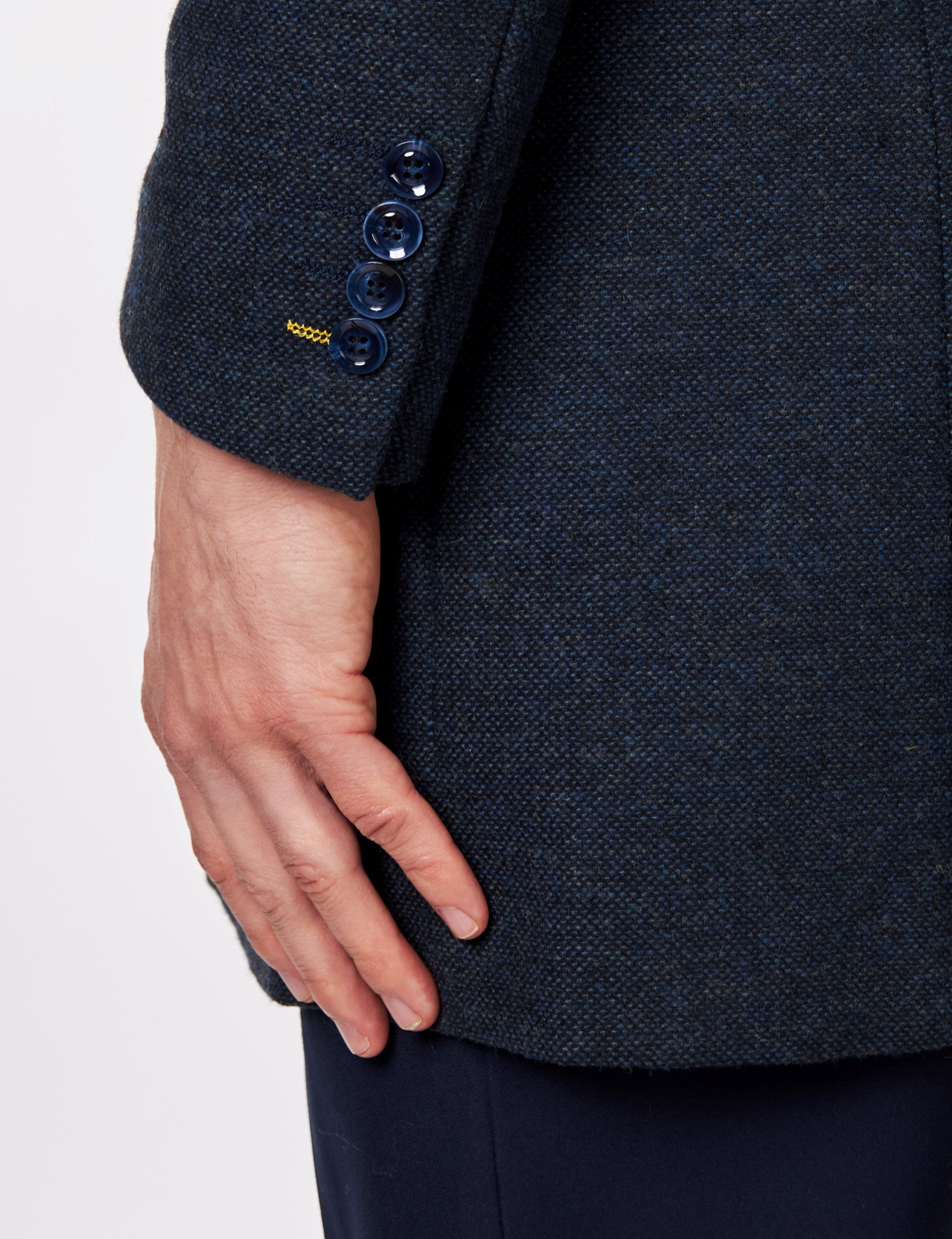 NESTOR – NAVY TWEED WOOL BLEND OVERCOAT