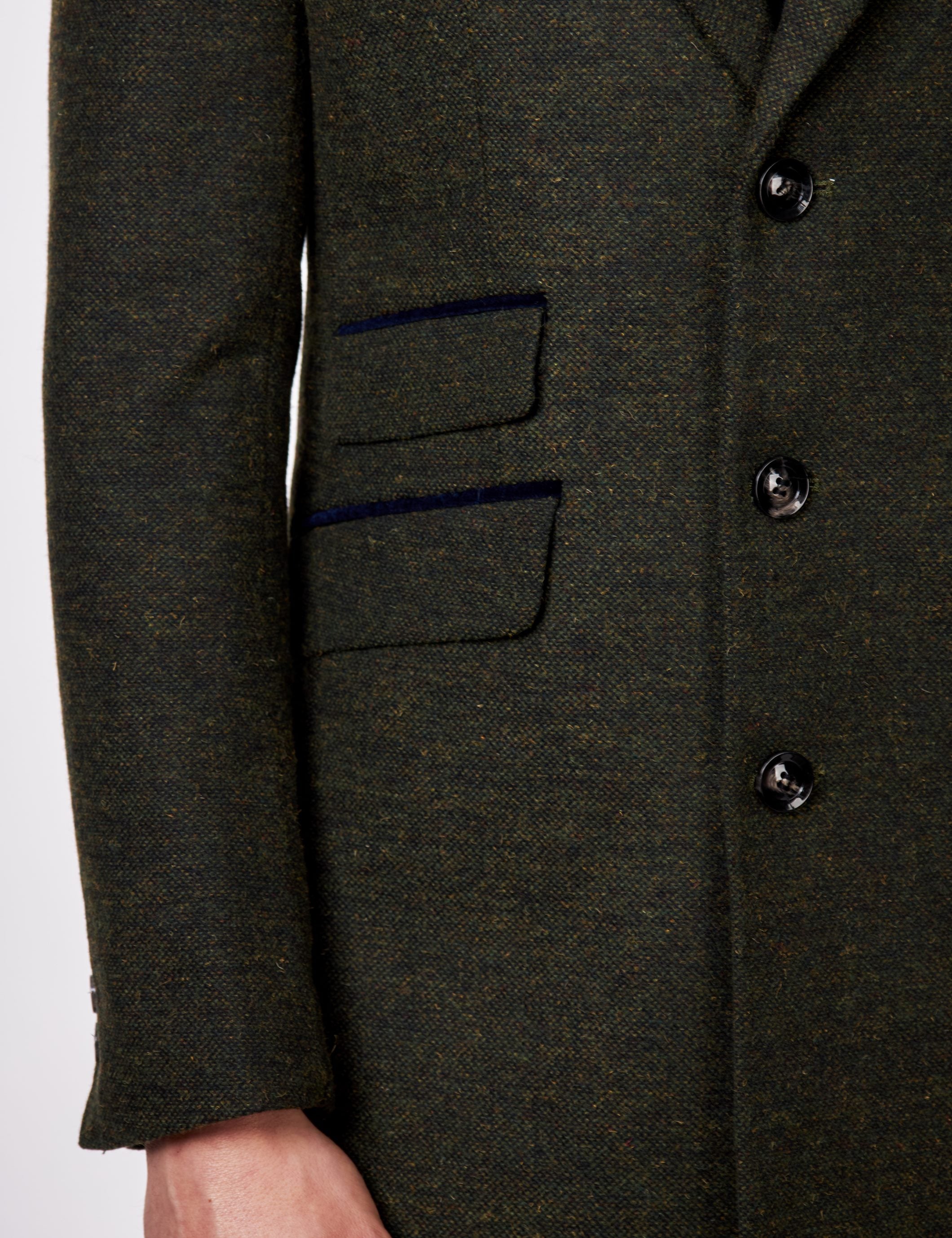 NESTOR – GREEN TWEED WOOL BLEND OVERCOAT