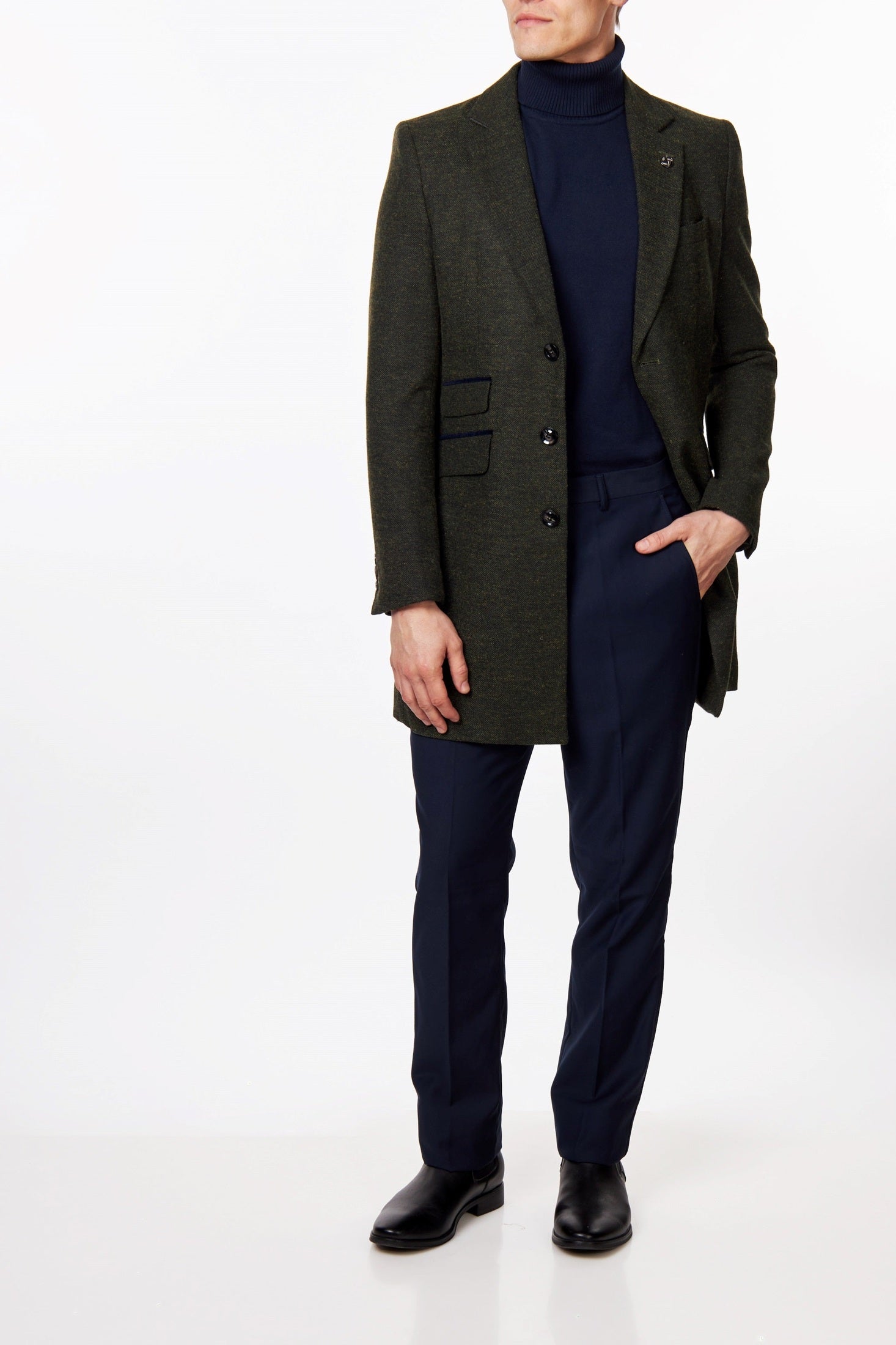 NESTOR – GRÜNER MANTEL AUS TWEED-WOLLMISCHUNG