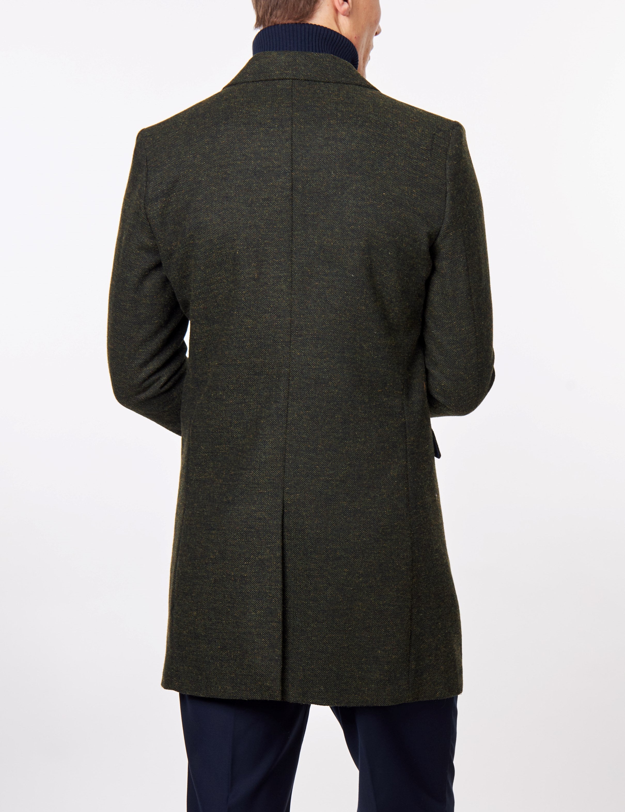 NESTOR – GREEN TWEED WOOL BLEND OVERCOAT