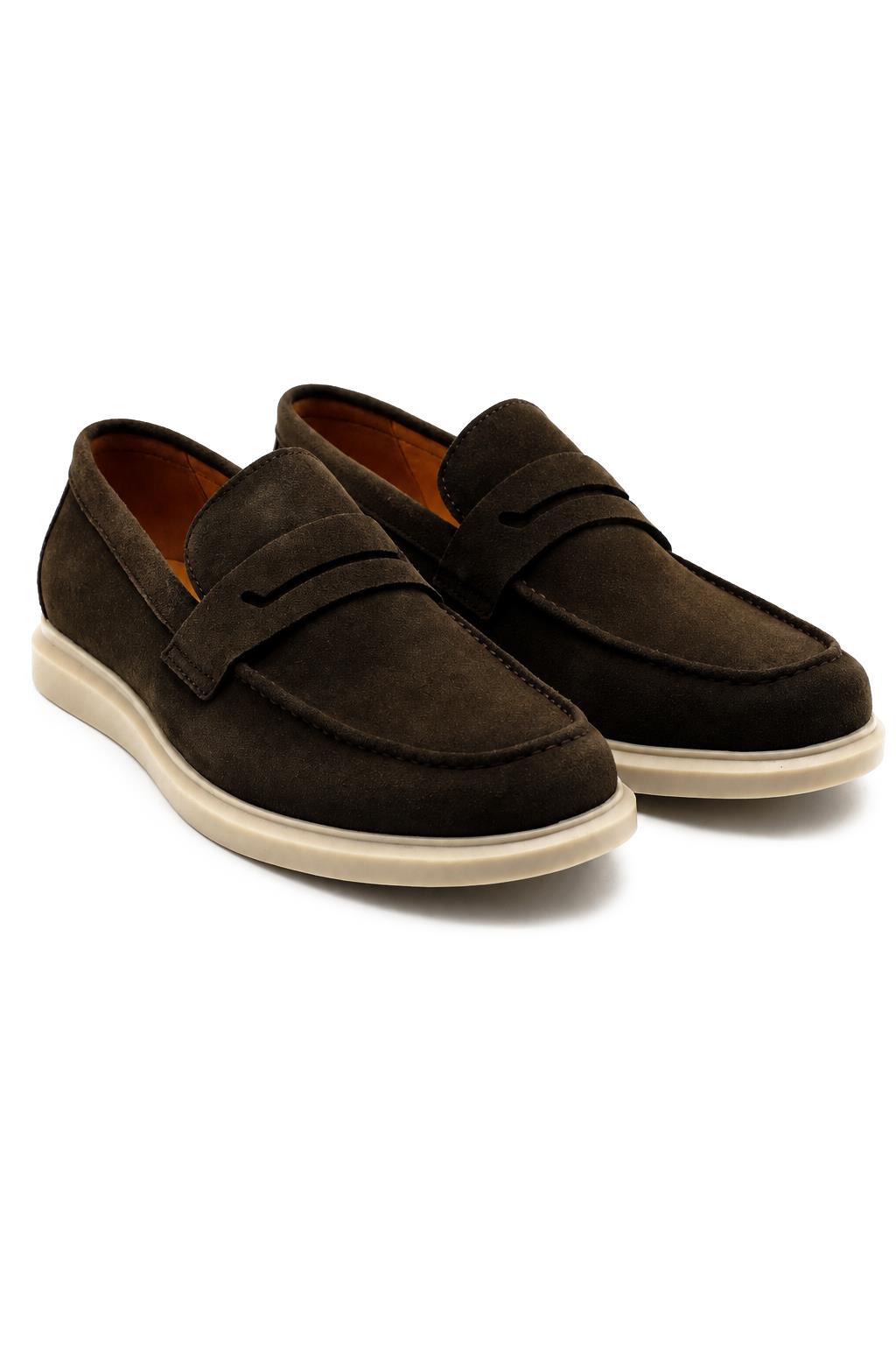 Men’s Milo Brown Suede Leather Penny Loafers