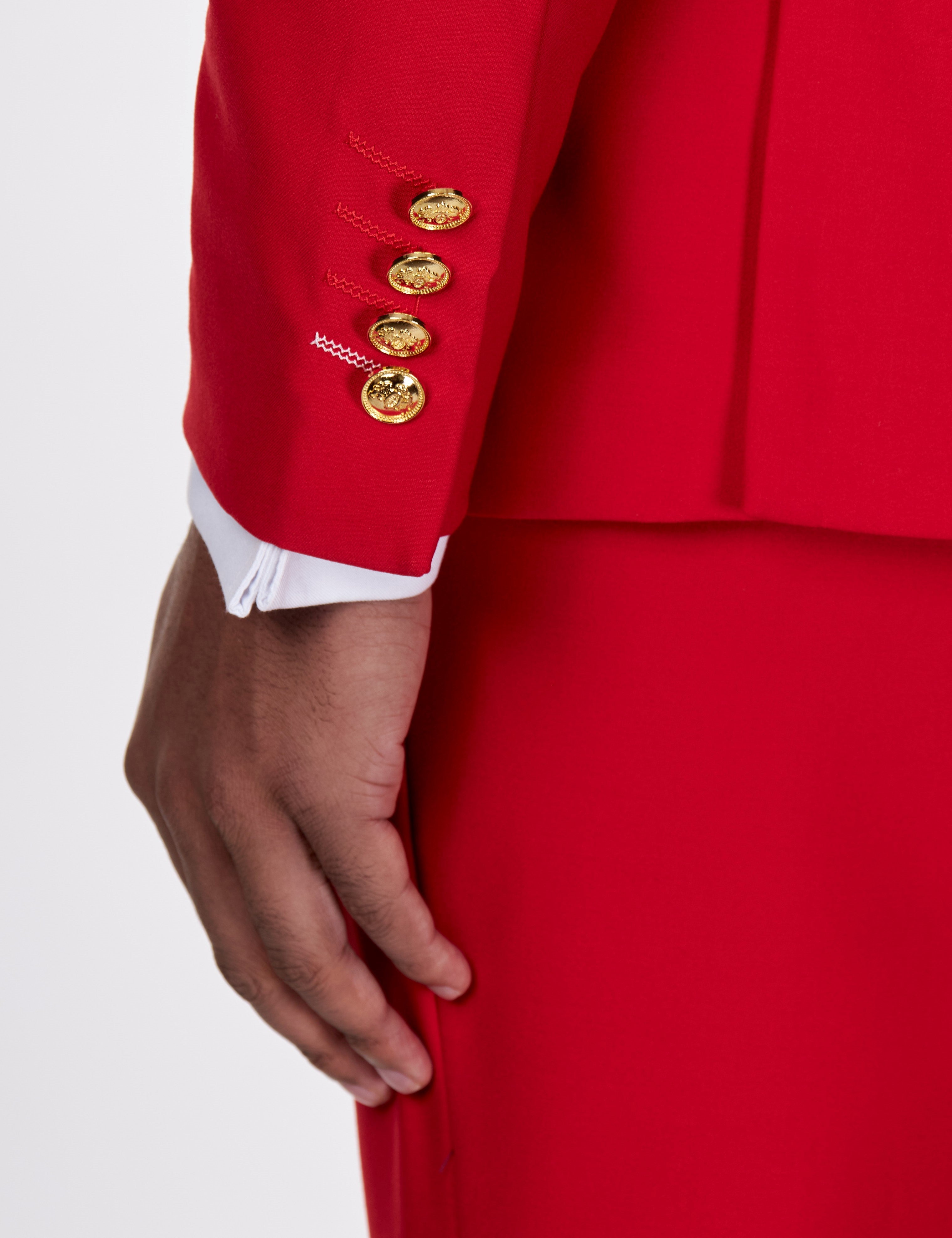 RED DOUBLE BREASTED GOLD BUTTON SUIT