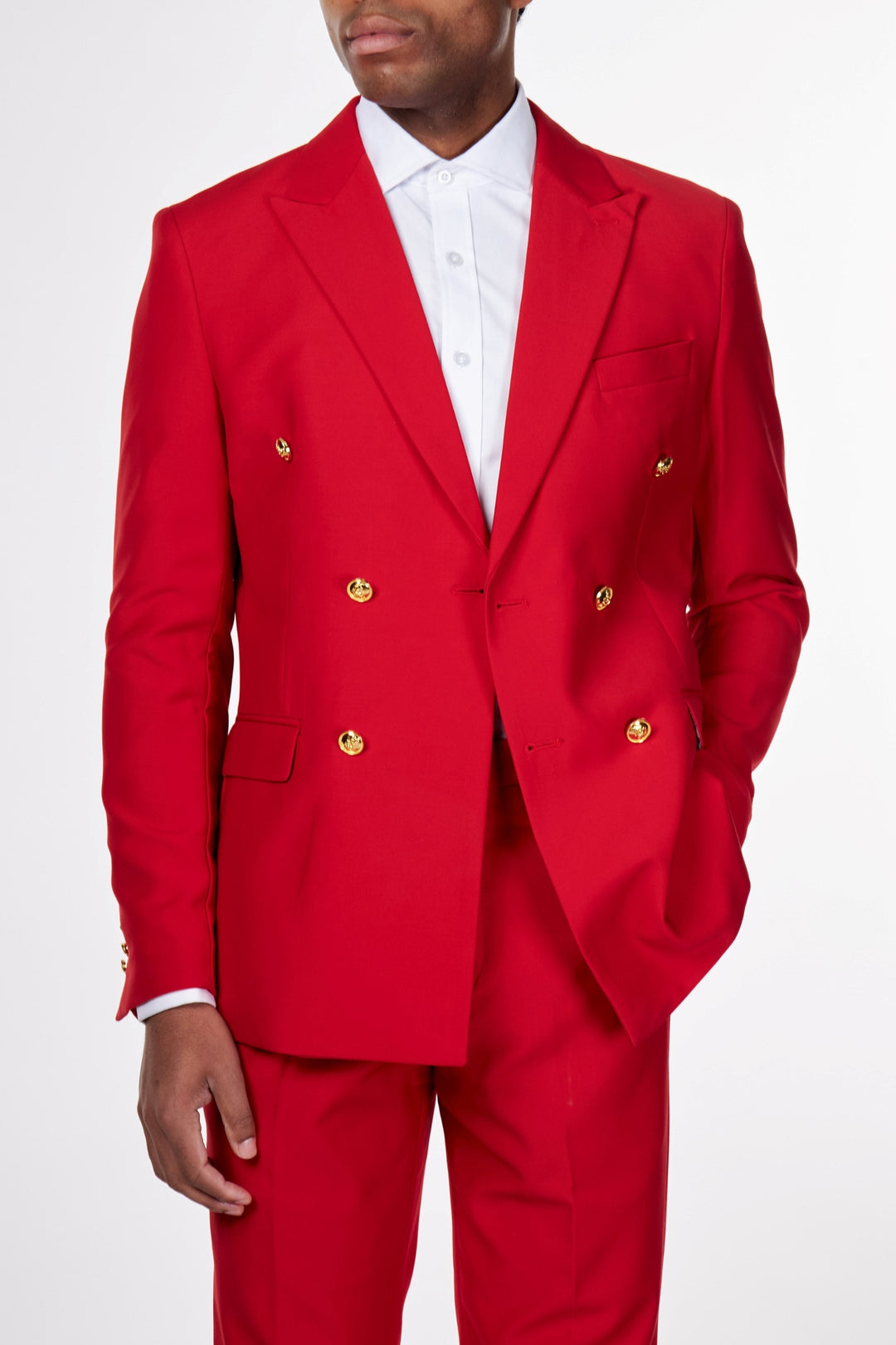 Men’s Slim Fit Red Satin Blazer – Elegant Two-Button Formal Suit Jacket for Weddings, in Red Color