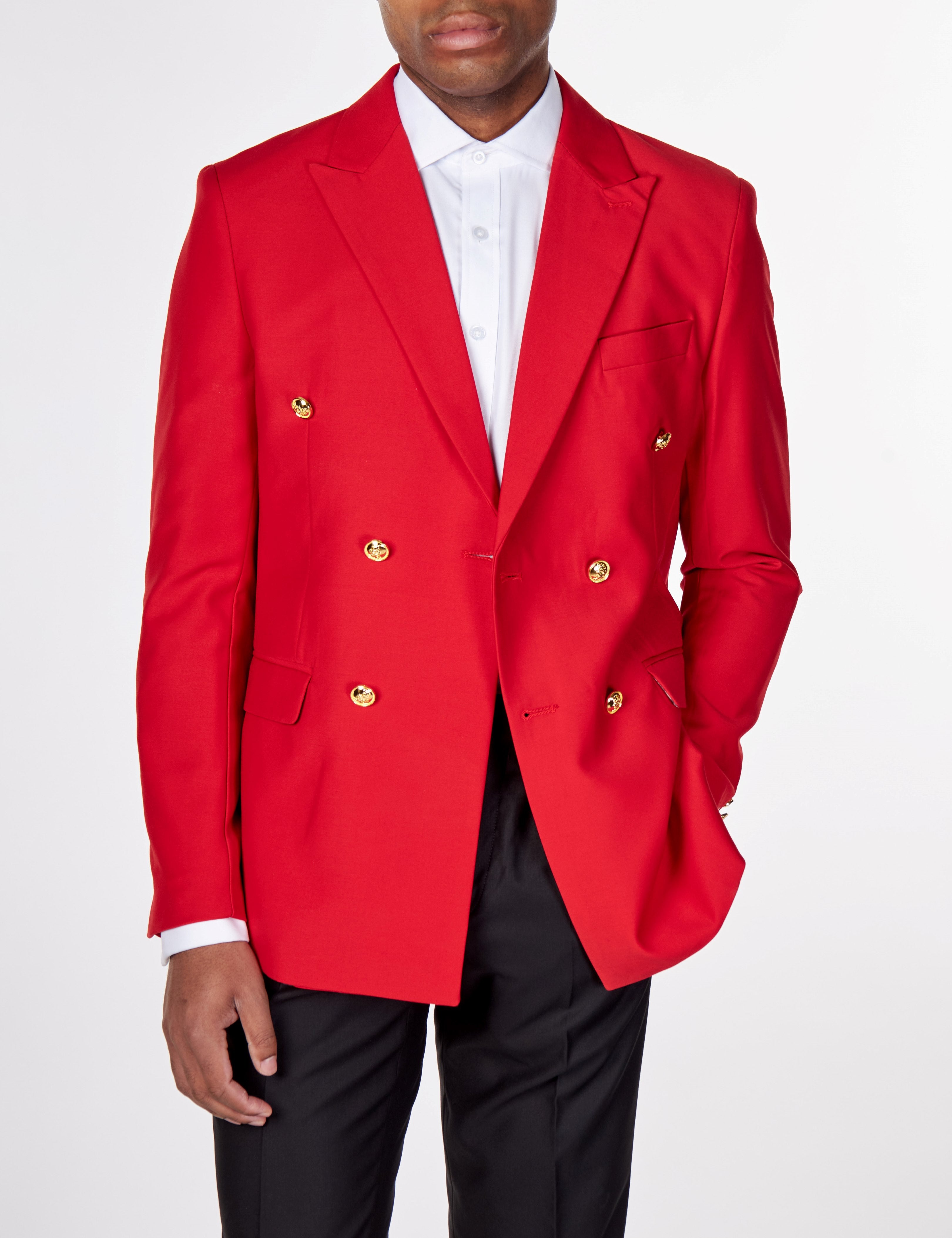 RED DOUBLE BREASTED GOLD BUTTON JACKET