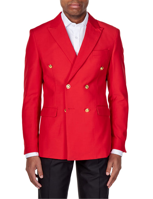 ROTE ZWEIREIHIGE JACKE MIT GOLDKNOPF