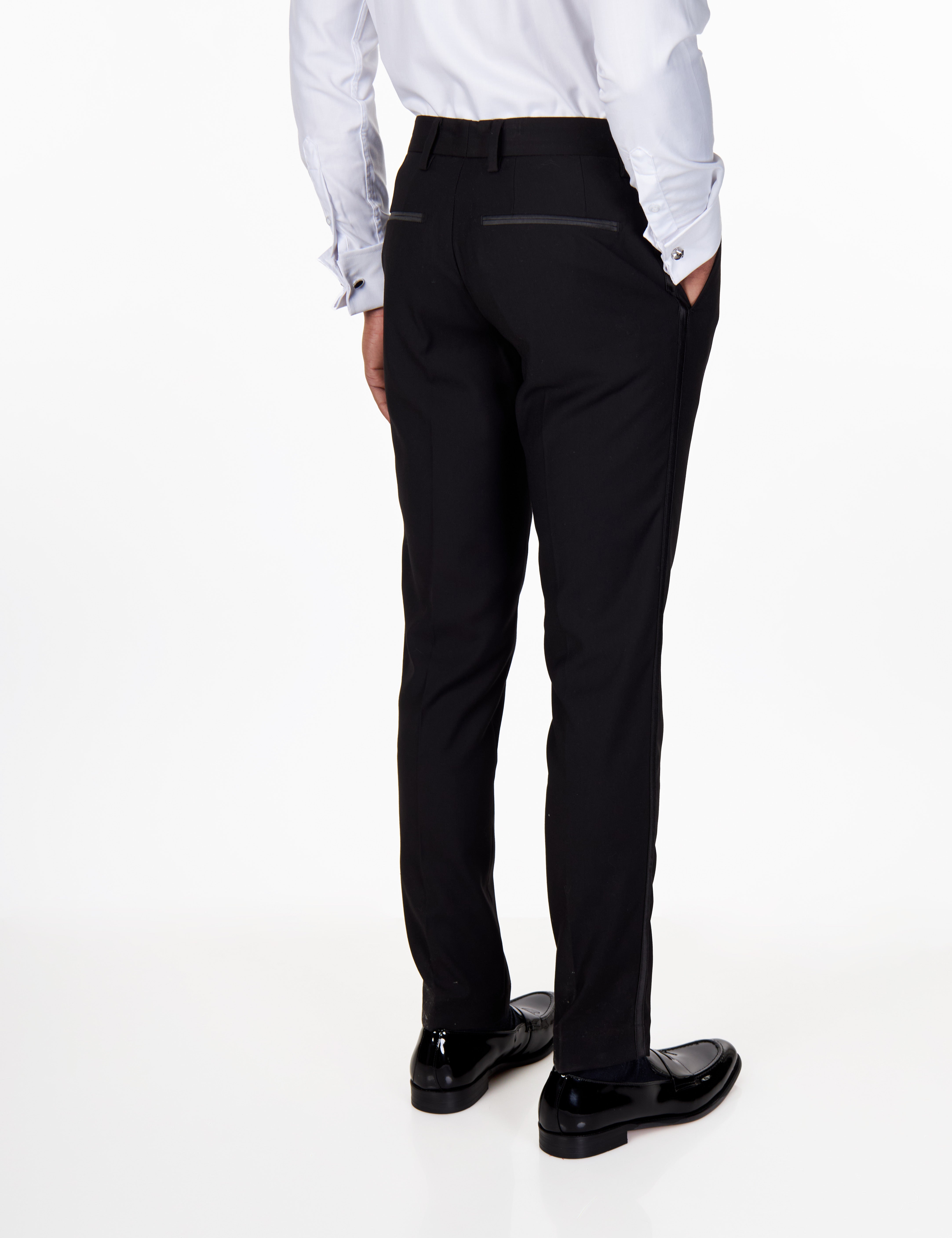 BLACK TUXEDO TROUSERS WITH SATIN TAPE FOR PARTY & WEDDING – XPOSED