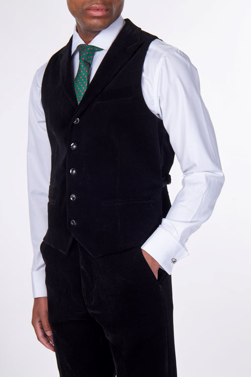 BLACK CORDUROY WAISTCOAT