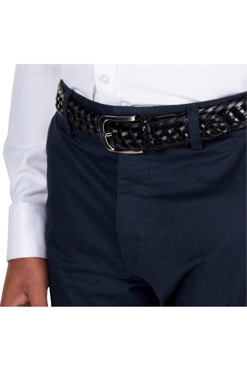 BLACK WOVEN LEATHER BELT