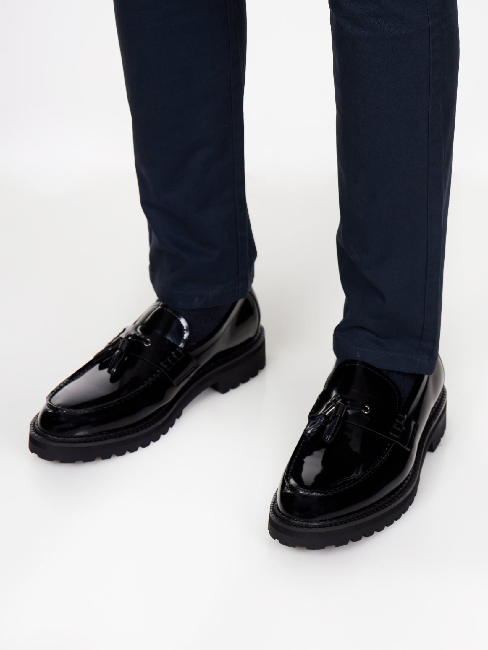 BLACK PATENT LEATHER TASSEL LOAFERS