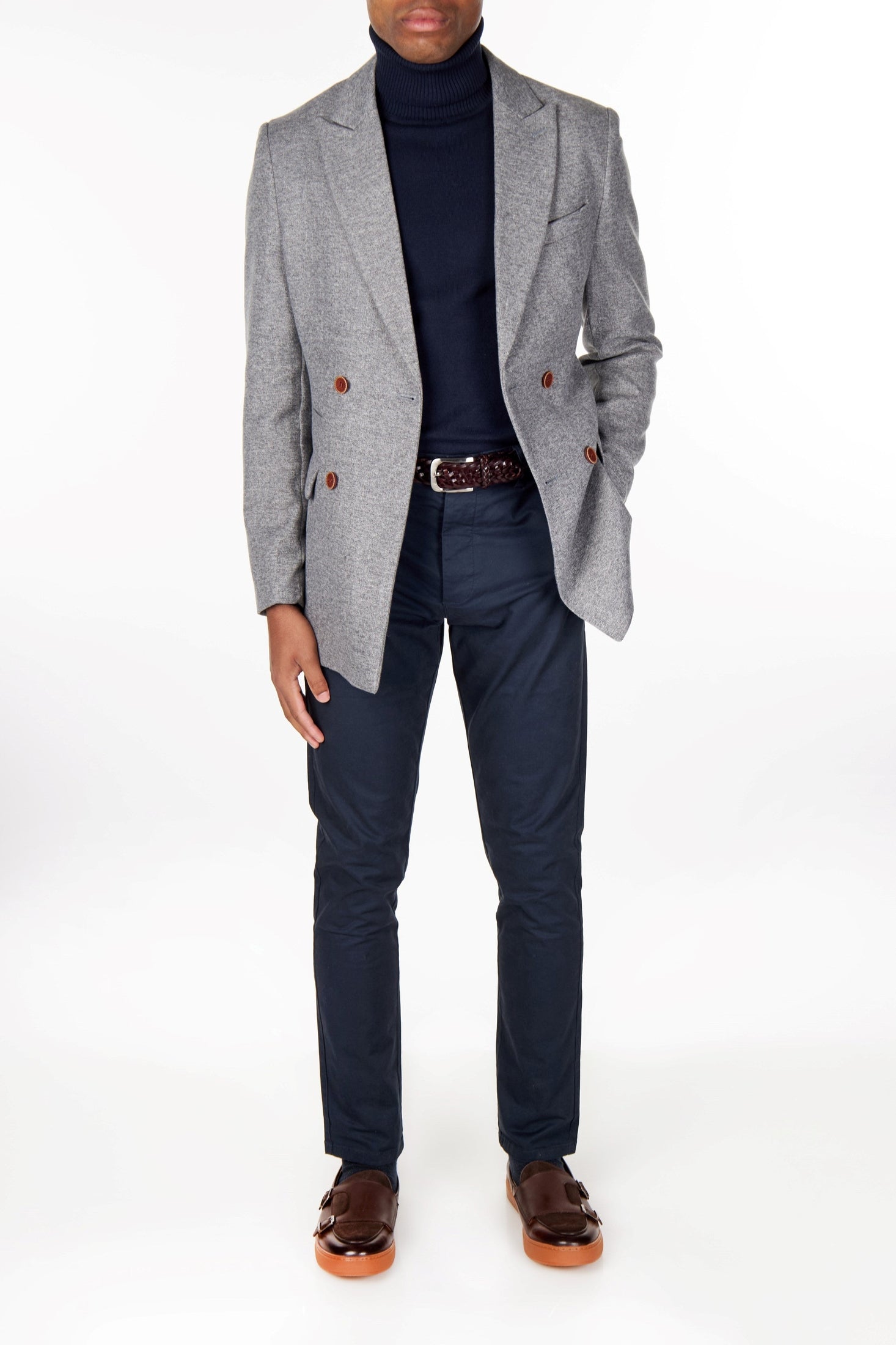 MARCO - DOUBLE BREASTED TWEED GREY JACKET