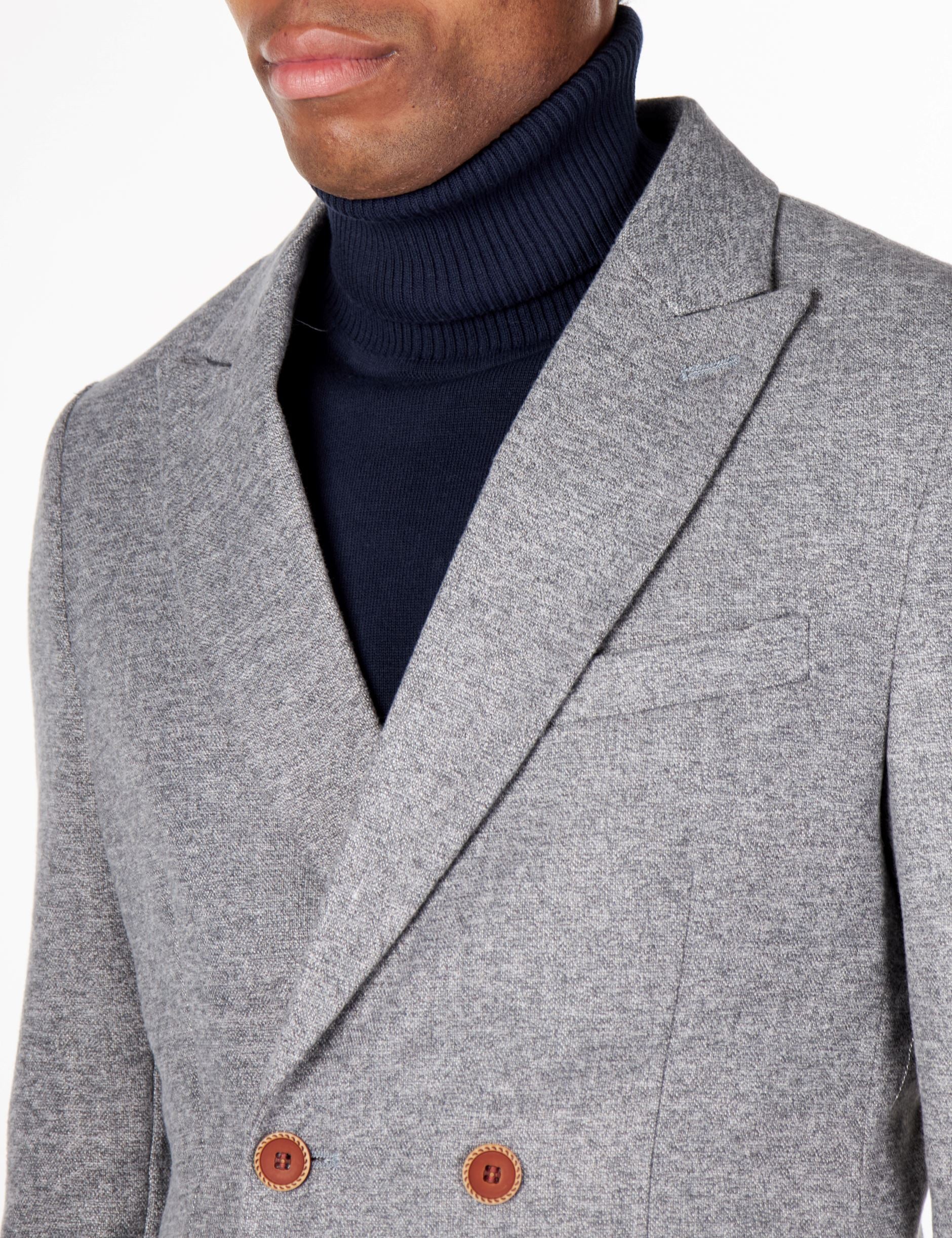 MARCO - VESTE GRIS EN TWEED DOUBLE BOUTONNAGE