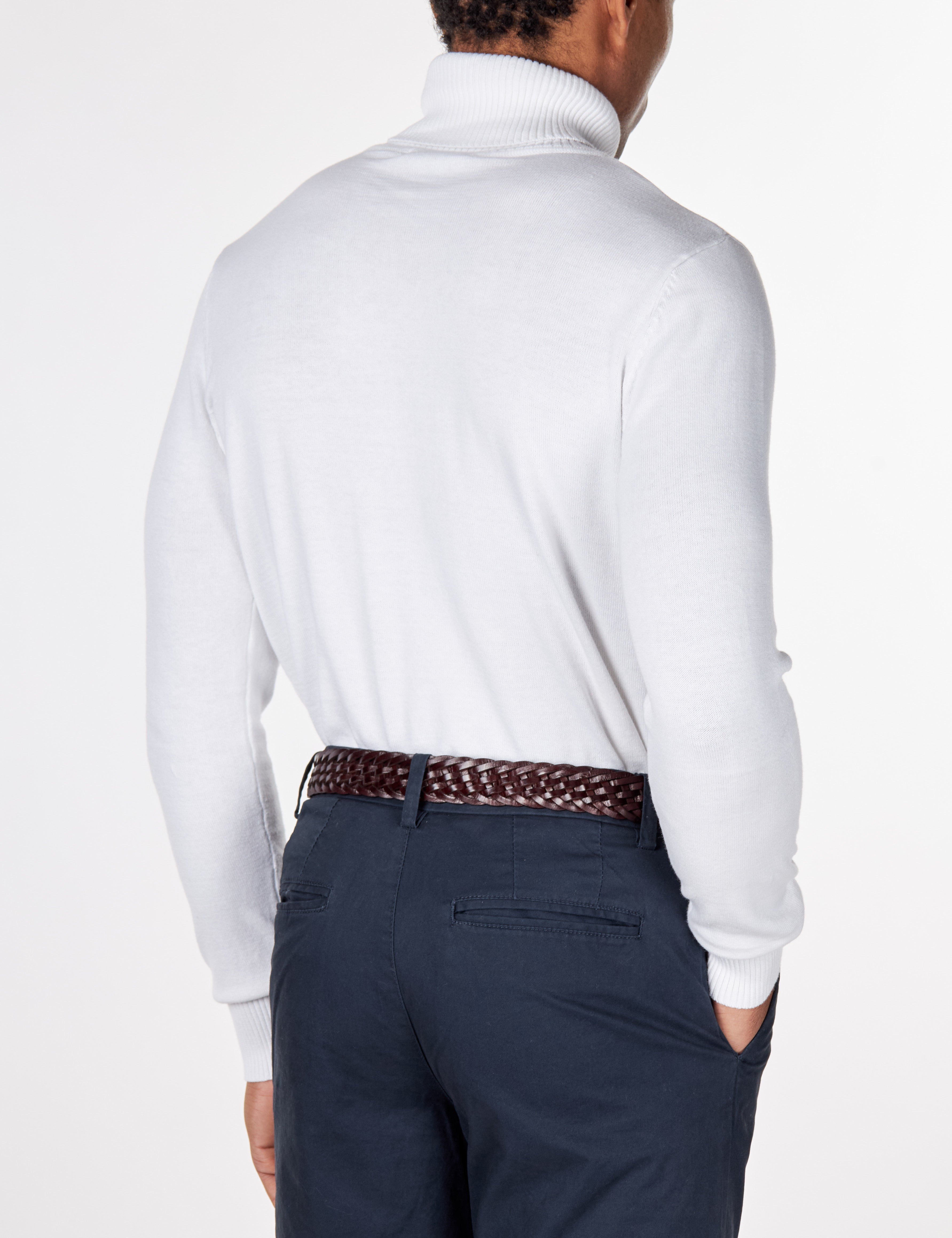 PULL COL ROULÉ COTON STRETCH LÉGER, BLANC