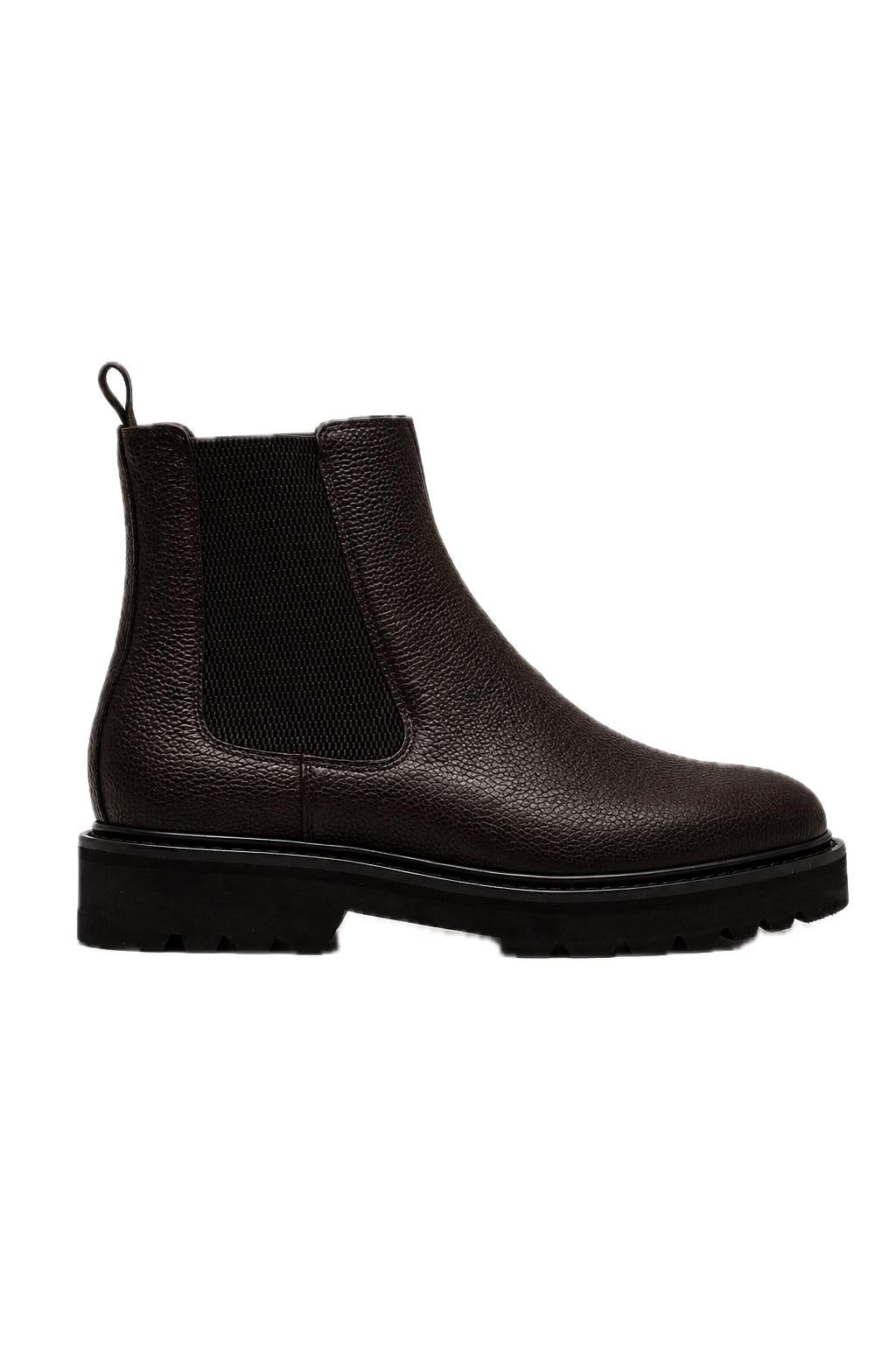 Men’s Brown Grain Leather Lightweight Chunky Sole Chelsea Boots
