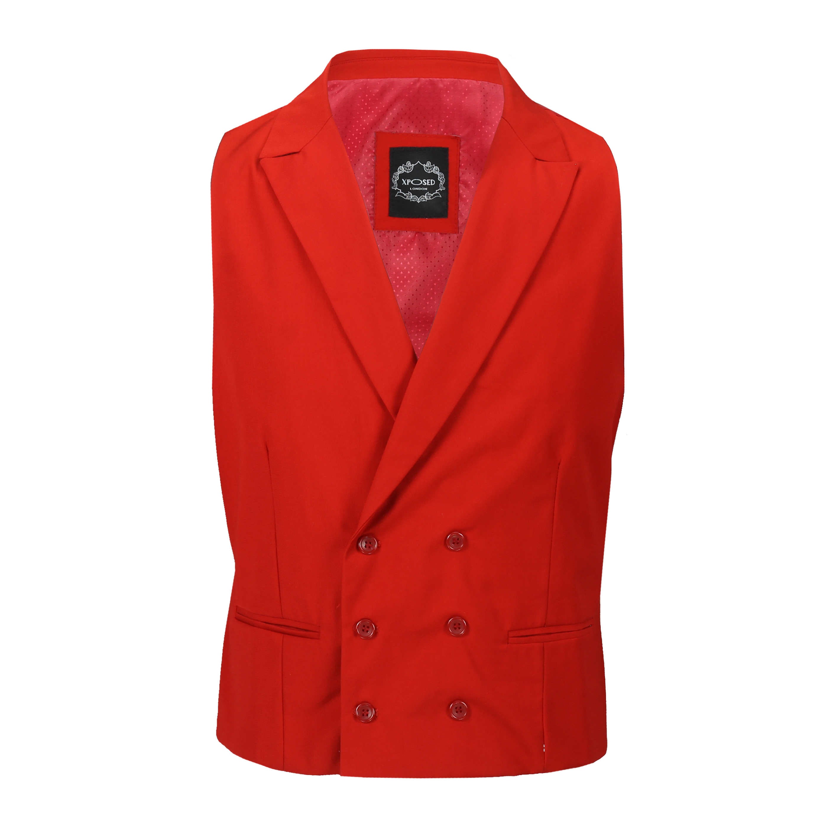 RED COLLAR DOUBLE BREASTED WAISTCOAT