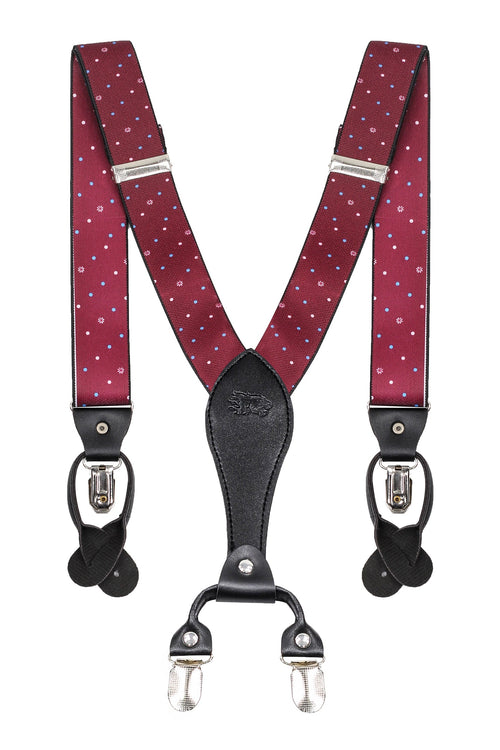 MAROON POLKA DOT ADJUSTABLE CLIP ON BRACES