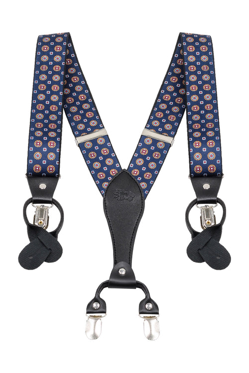 NAVY PRINTED ADJUSTABLE CLIP ON BRACES